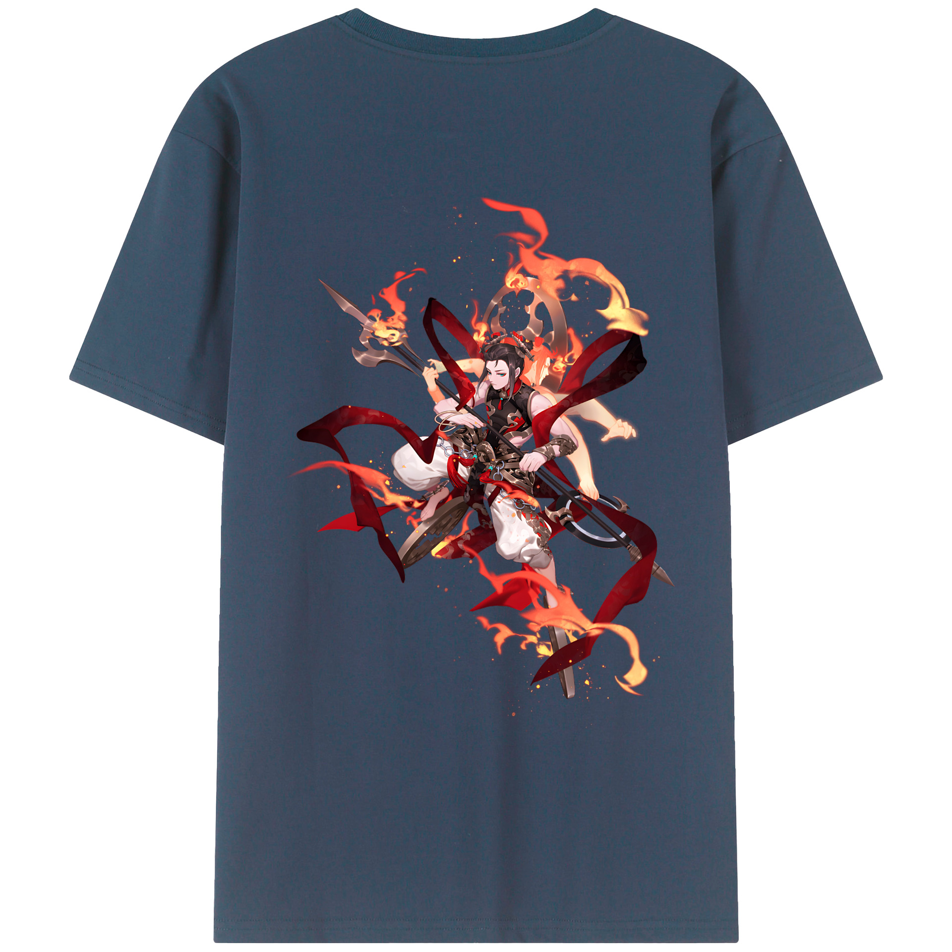 （画像用） Ne Zha 2 ナタ 魔童の大暴れ 綿100％ メンズ半袖Tシャツ（バックプリント） 通気性