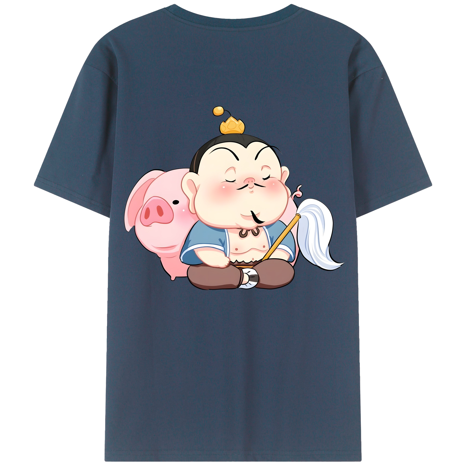 （画像用） Ne Zha 2 ナタ 魔童の大暴れ 綿100％ メンズ半袖Tシャツ（バックプリント） 通気性