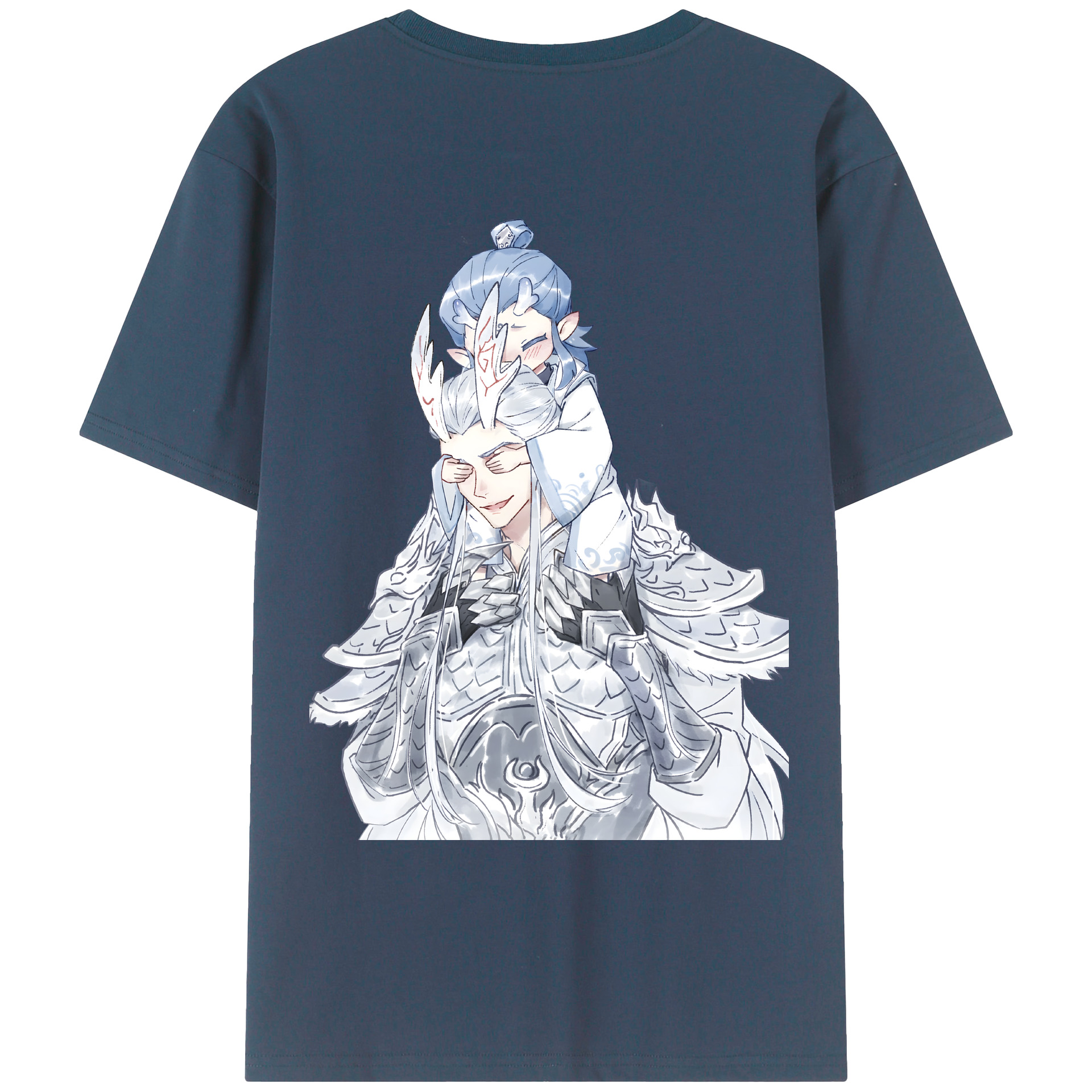 （画像用） Ne Zha 2 ナタ 魔童の大暴れ 綿100％ メンズ半袖Tシャツ（バックプリント） 通気性