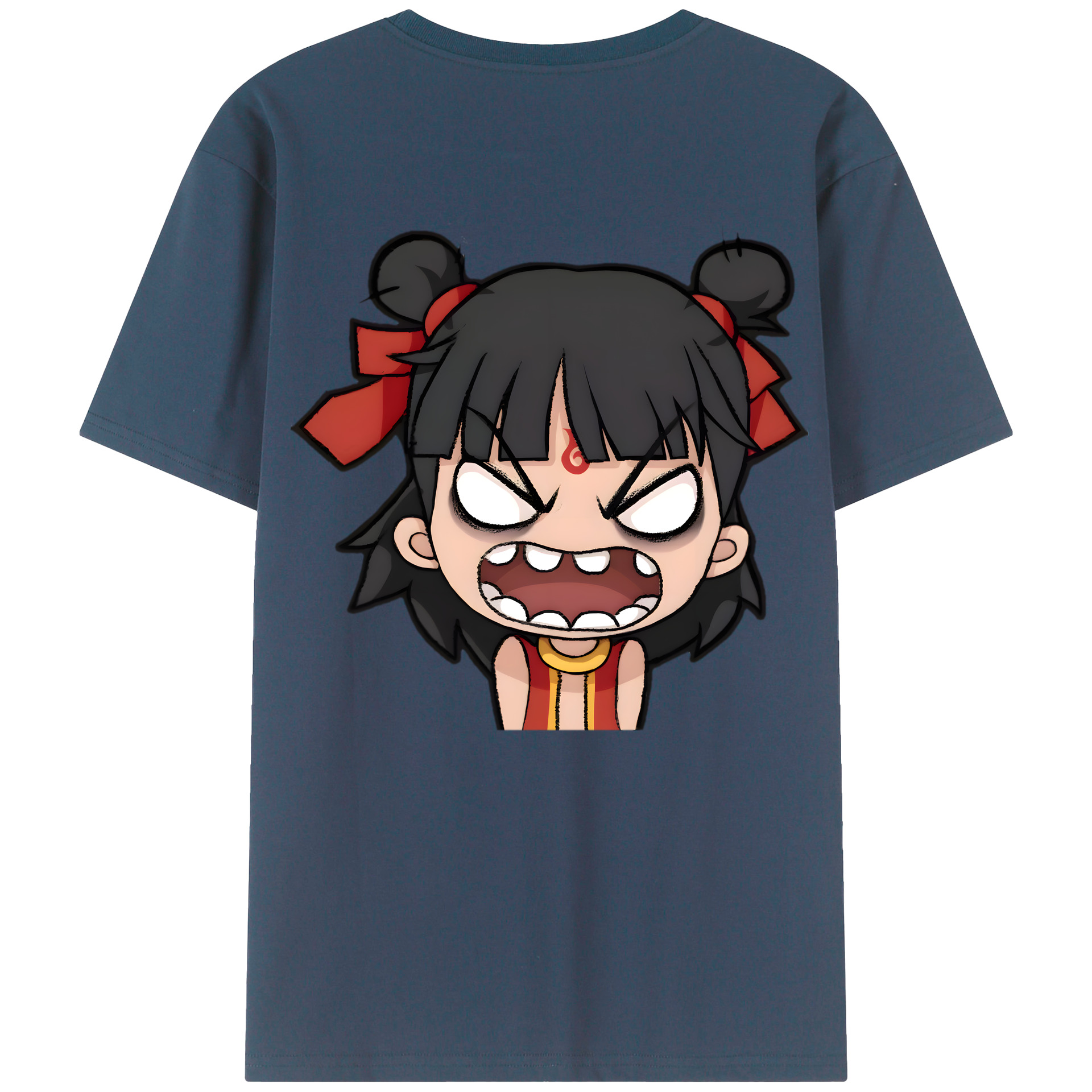 （画像用） Ne Zha 2 ナタ 魔童の大暴れ 綿100％ メンズ半袖Tシャツ（バックプリント） 通気性