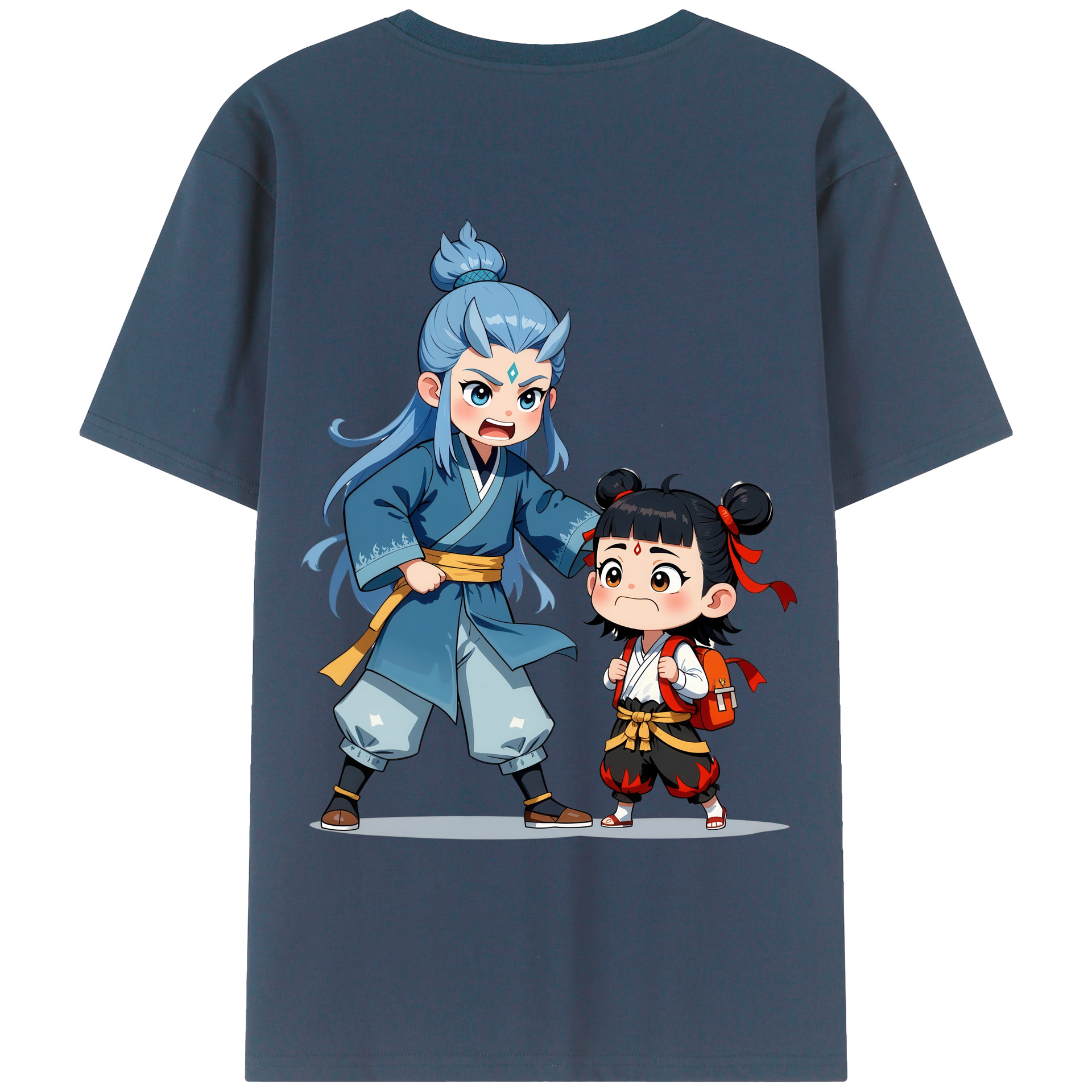 （画像用） Ne Zha 2 ナタ 魔童の大暴れ 綿100％ メンズ半袖Tシャツ（バックプリント） 通気性