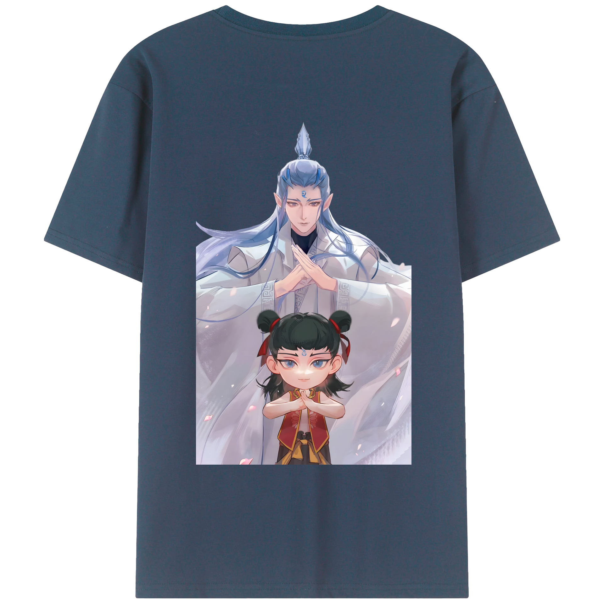 （画像用） Ne Zha 2 ナタ 魔童の大暴れ 綿100％ メンズ半袖Tシャツ（バックプリント） 通気性