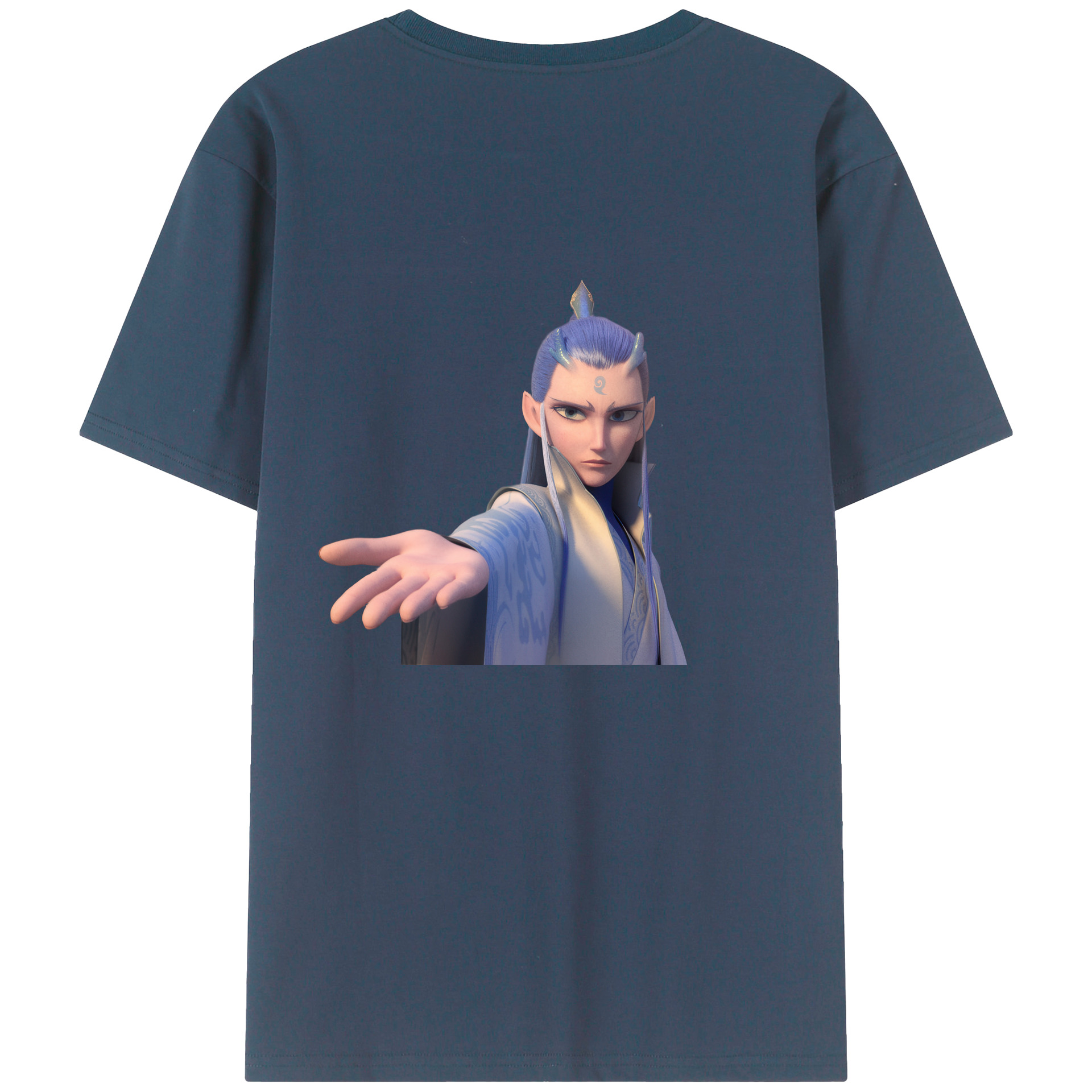 （画像用） Ne Zha 2 ナタ 魔童の大暴れ 綿100％ メンズ半袖Tシャツ（バックプリント） 通気性
