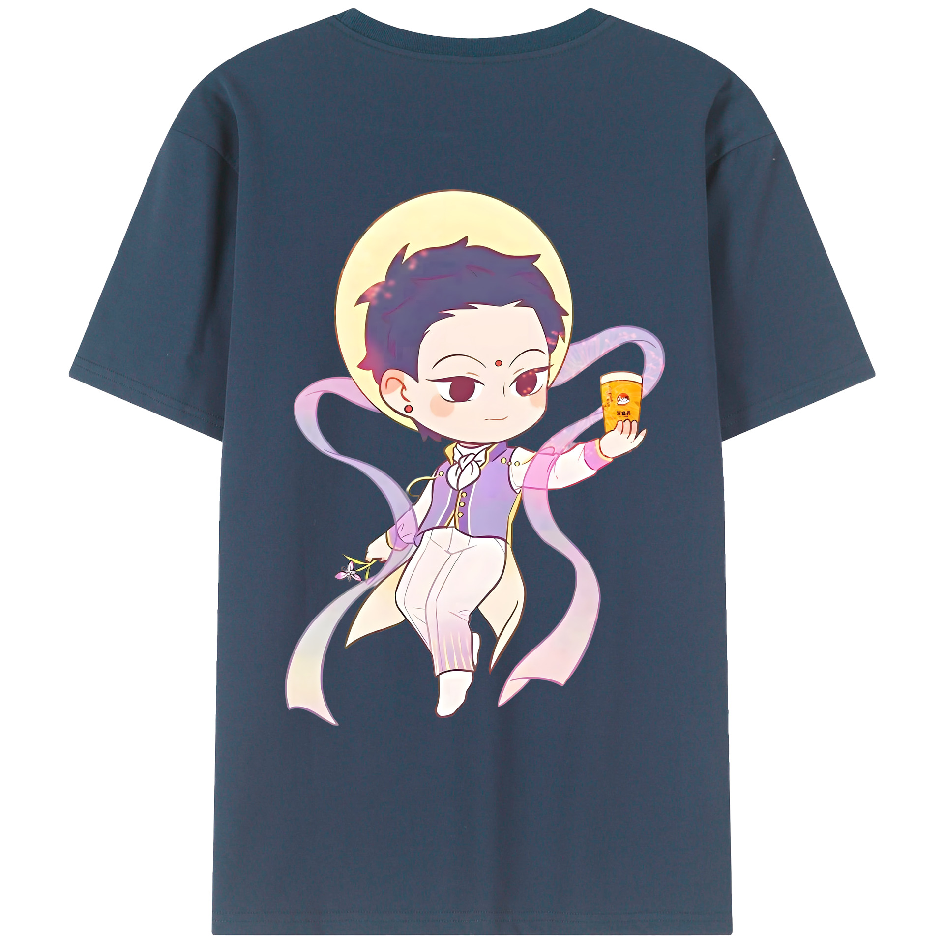 （画像用） Ne Zha 2 ナタ 魔童の大暴れ 綿100％ メンズ半袖Tシャツ（バックプリント） 通気性
