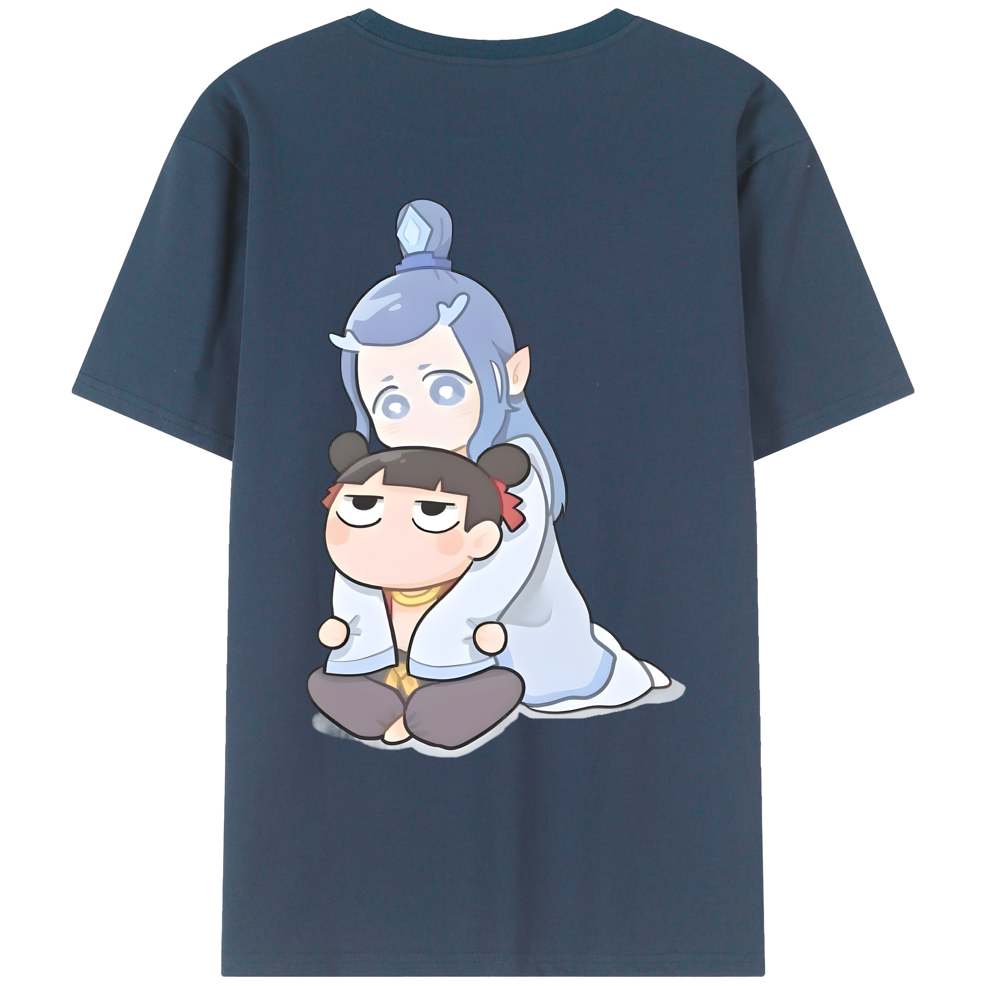 （画像用） Ne Zha 2 ナタ 魔童の大暴れ 綿100％ メンズ半袖Tシャツ（バックプリント） 通気性