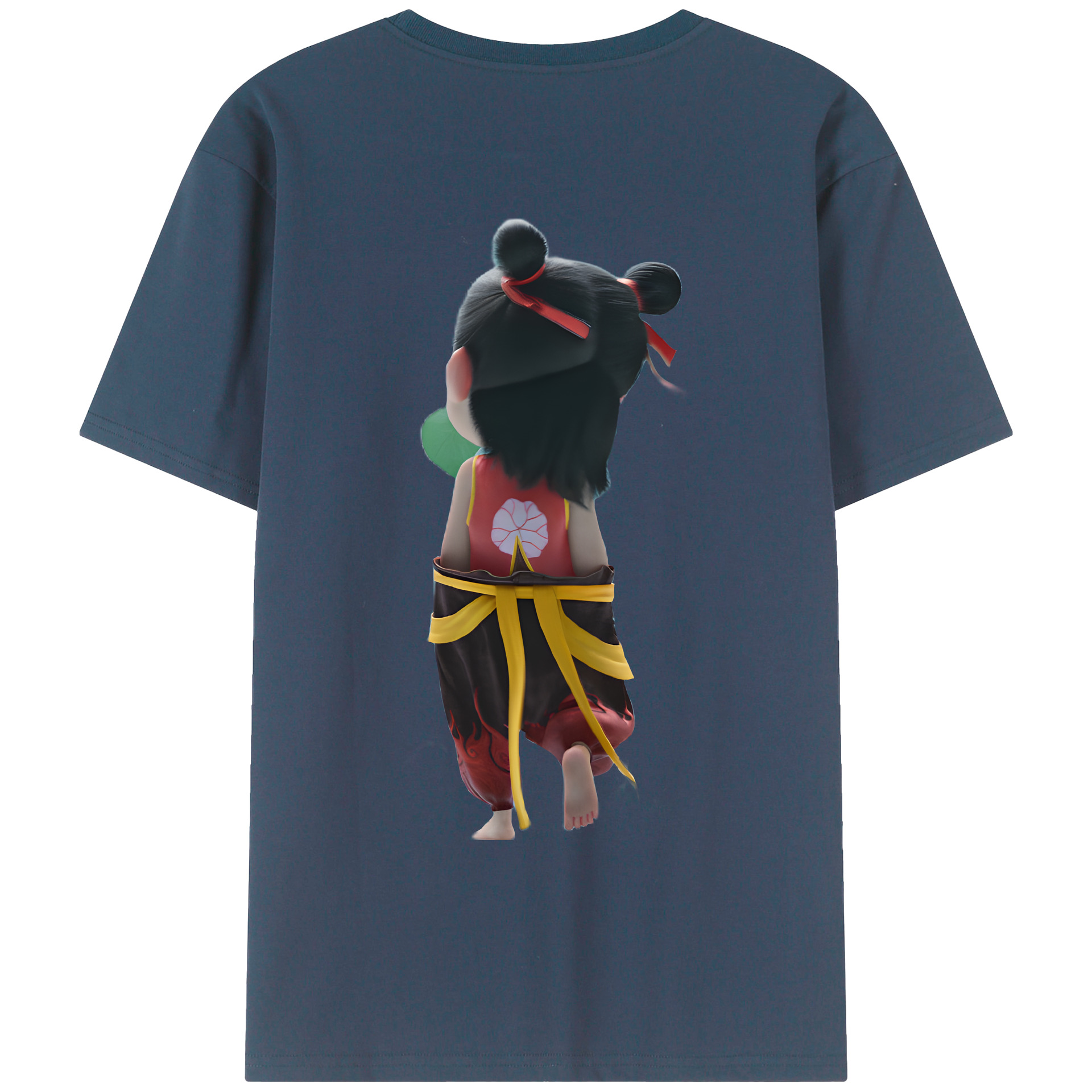 （画像用） Ne Zha 2 ナタ 魔童の大暴れ 綿100％ メンズ半袖Tシャツ（バックプリント） 通気性
