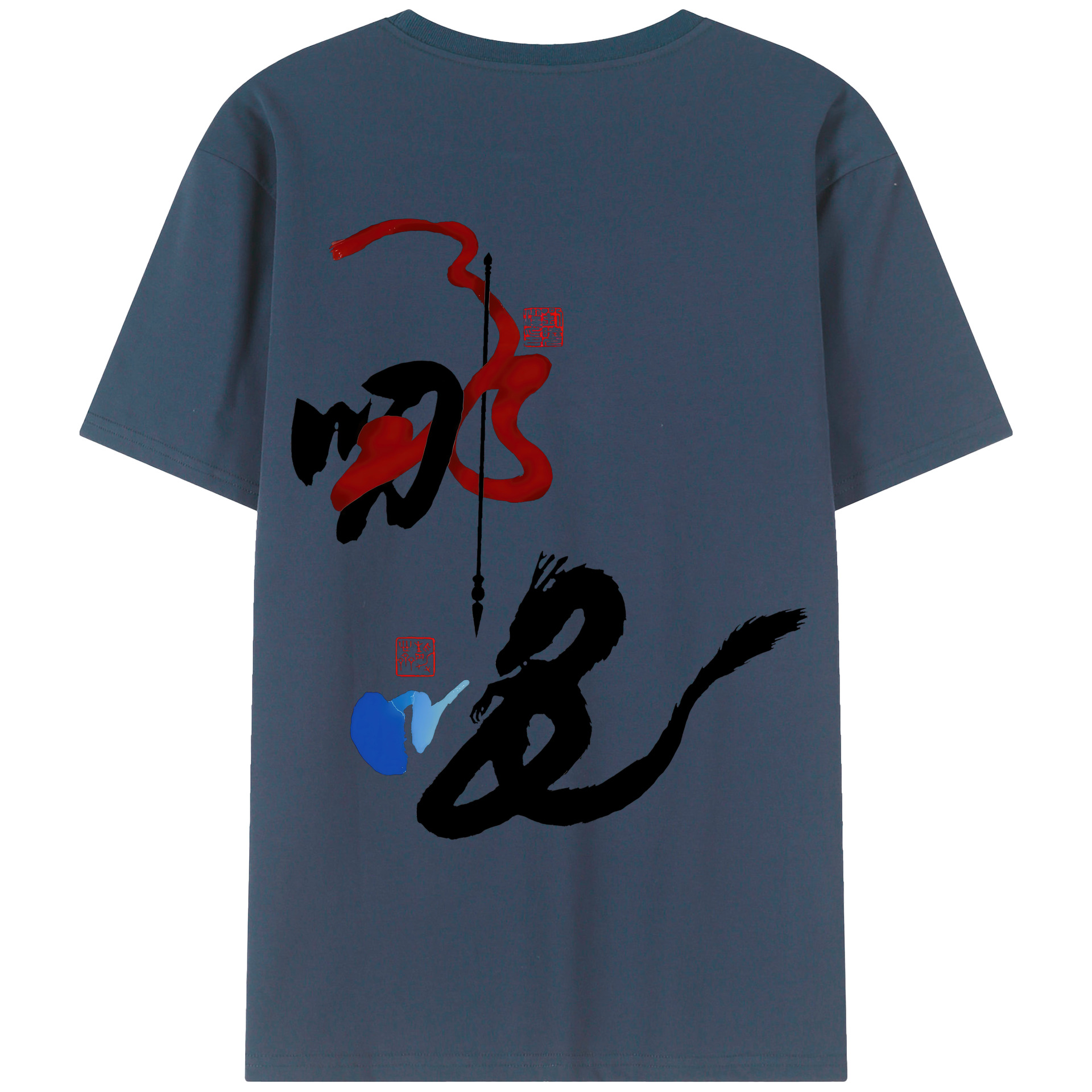 （画像用） Ne Zha 2 ナタ 魔童の大暴れ 綿100％ メンズ半袖Tシャツ（バックプリント） 通気性