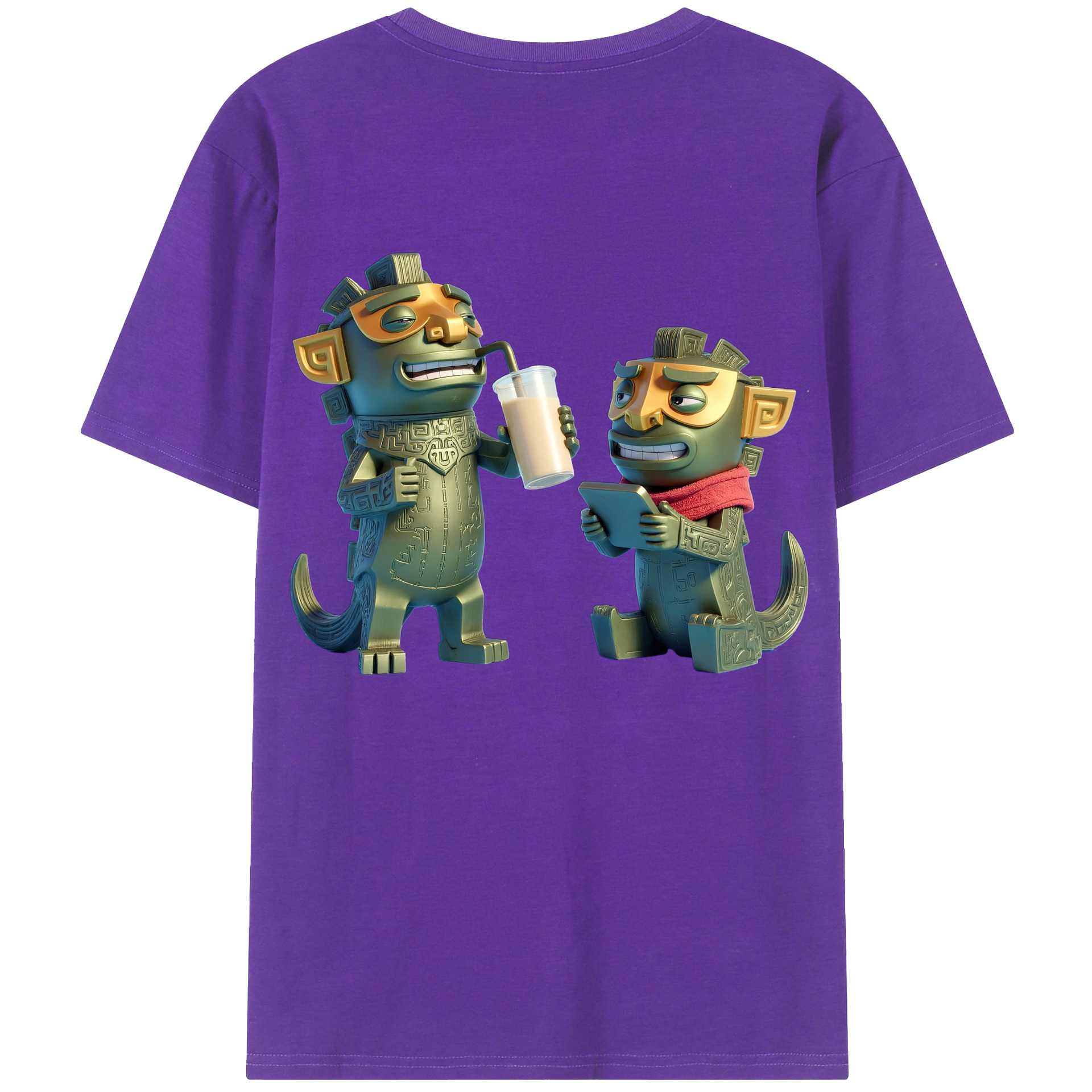 （画像用） Ne Zha 2 ナタ 魔童の大暴れ 綿100％ メンズ半袖Tシャツ（バックプリント） 通気性