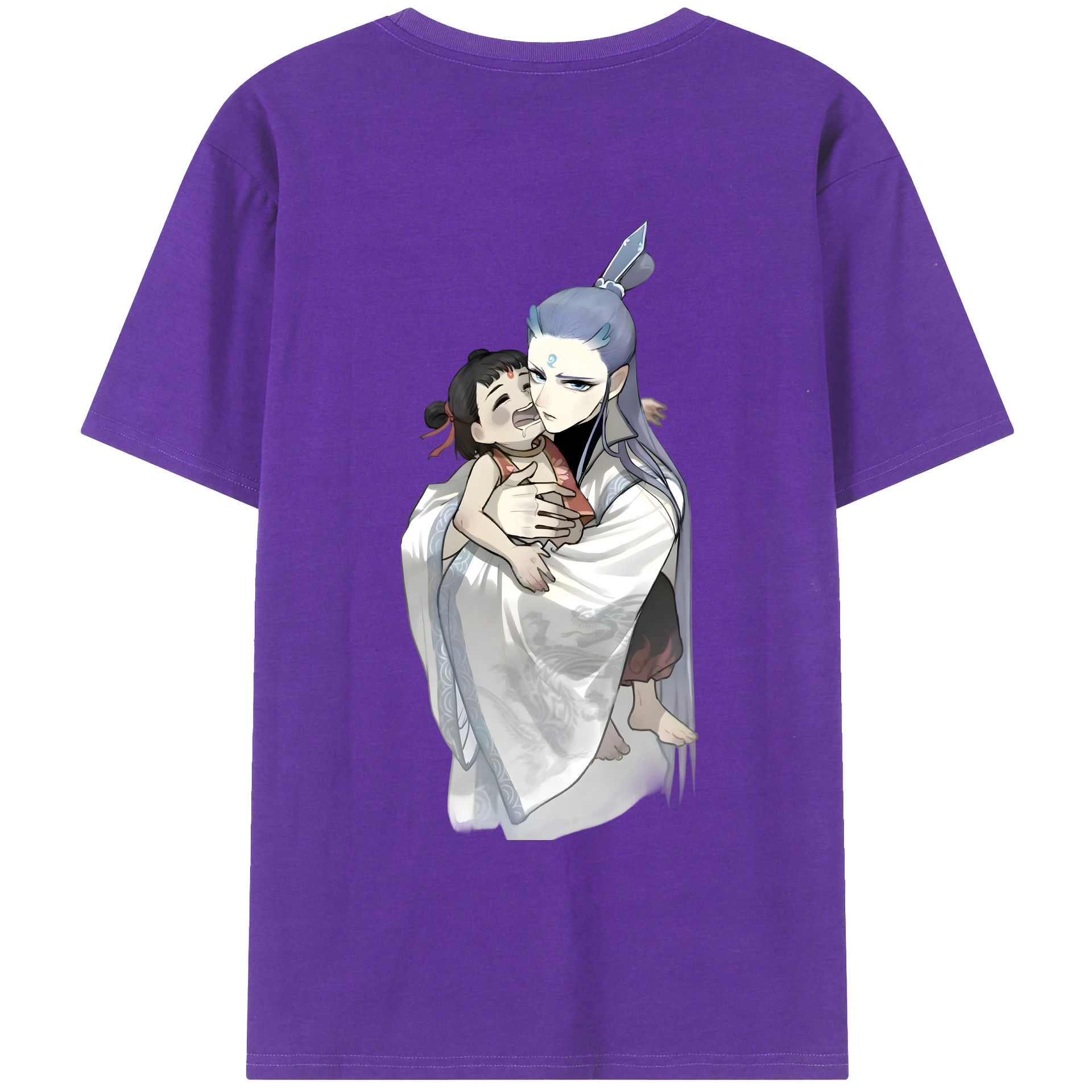 （画像用） Ne Zha 2 ナタ 魔童の大暴れ 綿100％ メンズ半袖Tシャツ（バックプリント） 通気性