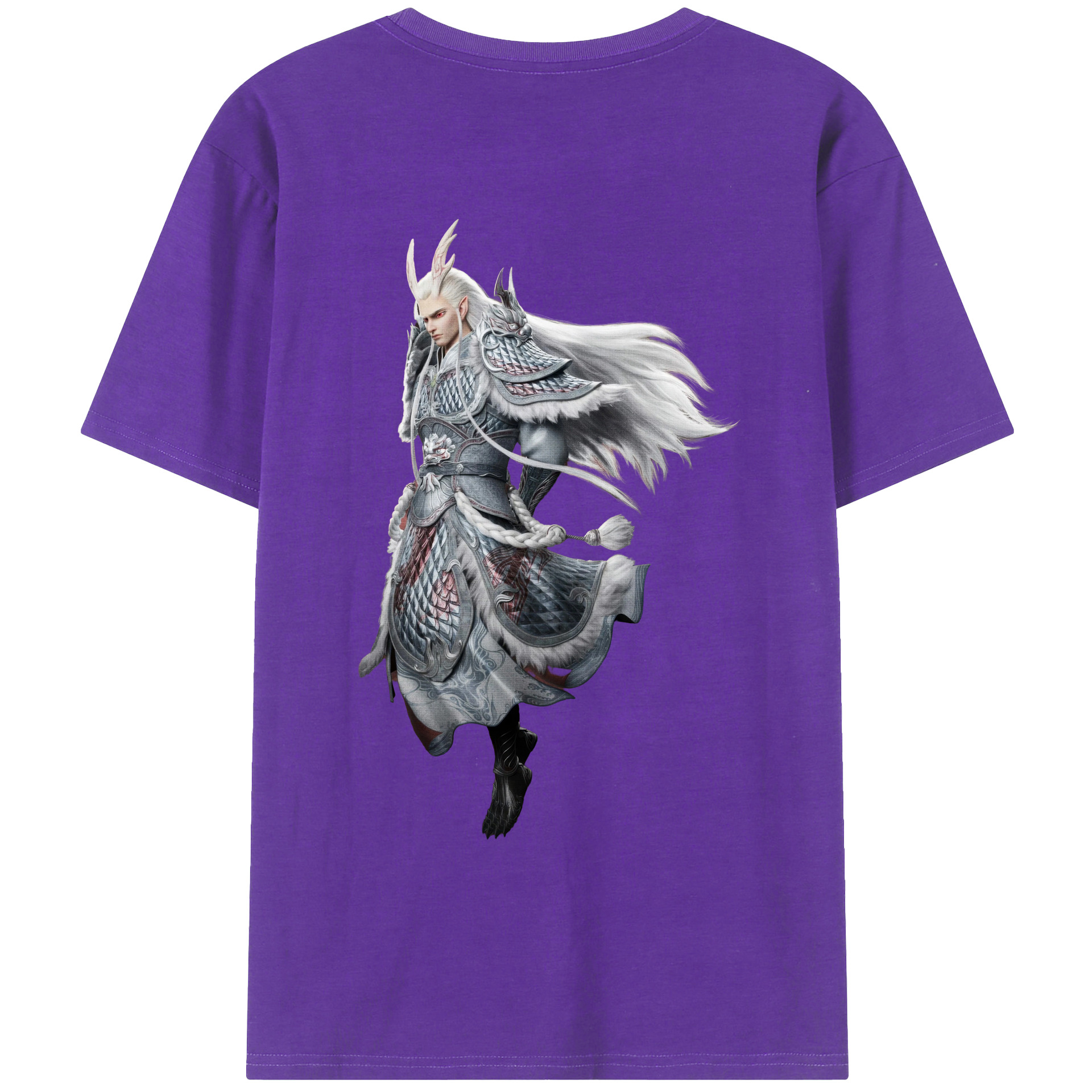 （画像用） Ne Zha 2 ナタ 魔童の大暴れ 綿100％ メンズ半袖Tシャツ（バックプリント） 通気性