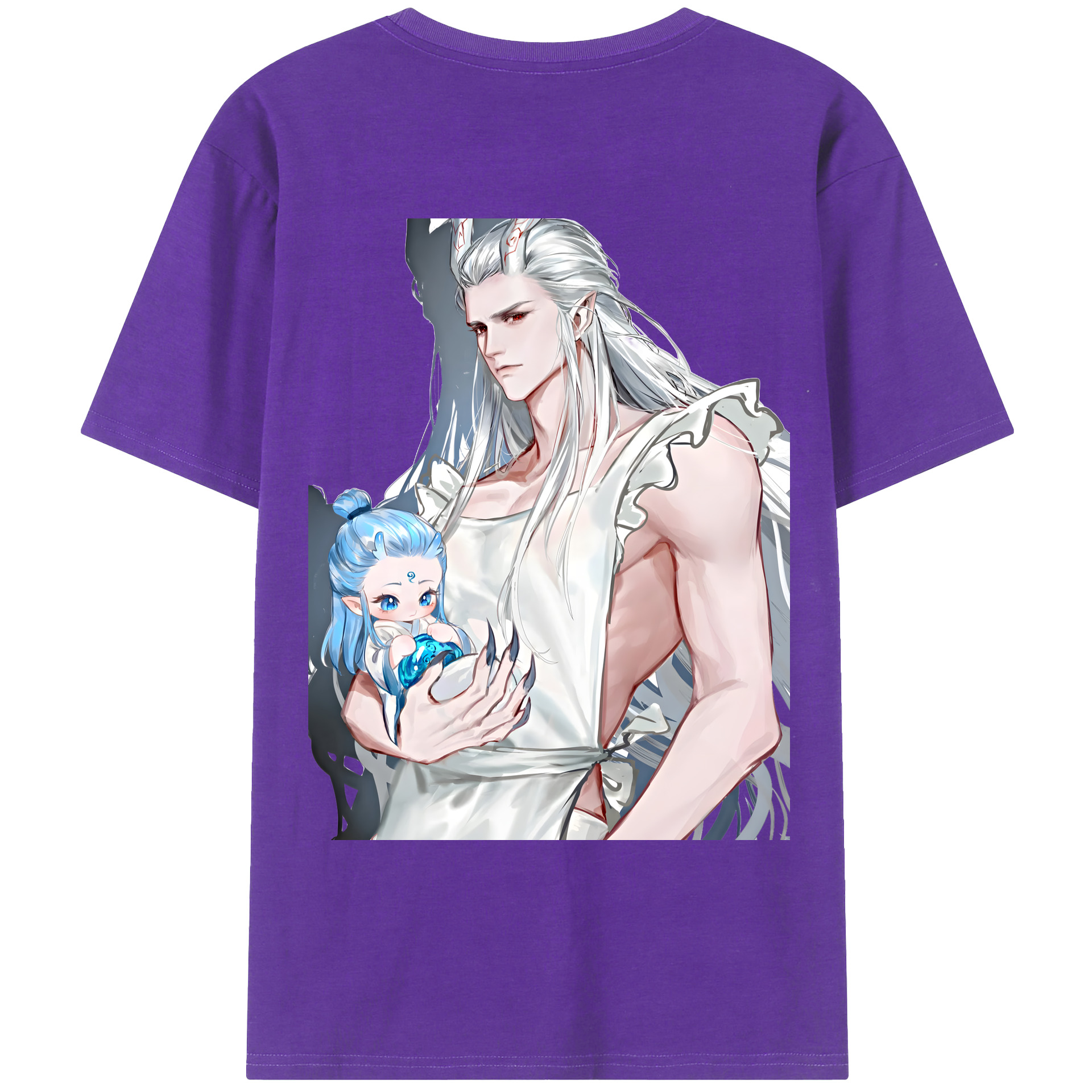 （画像用） Ne Zha 2 ナタ 魔童の大暴れ 綿100％ メンズ半袖Tシャツ（バックプリント） 通気性