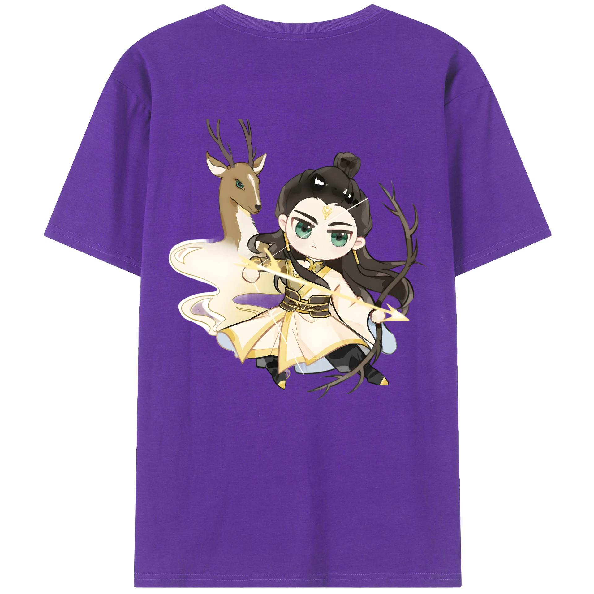 （画像用） Ne Zha 2 ナタ 魔童の大暴れ 綿100％ メンズ半袖Tシャツ（バックプリント） 通気性