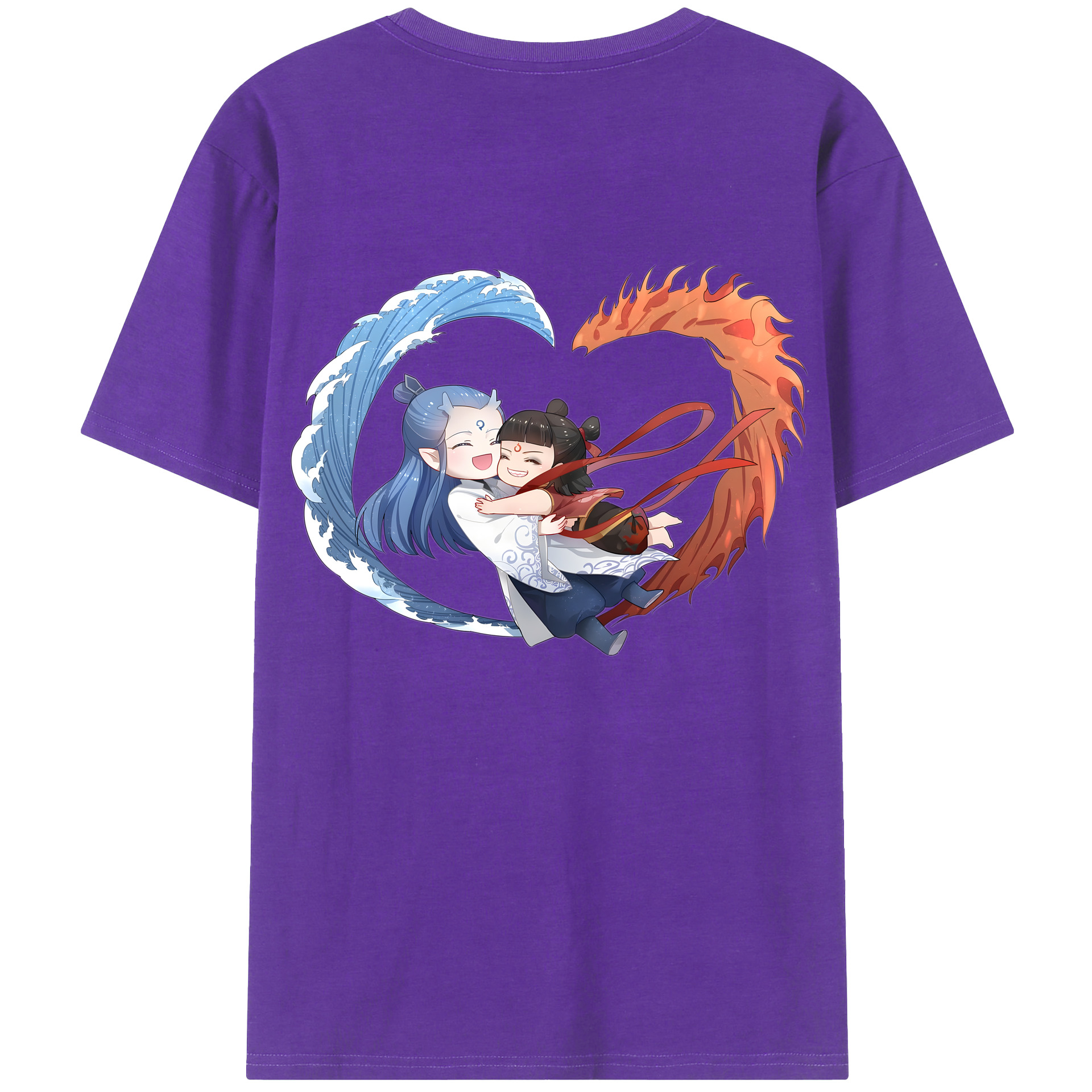 （画像用） Ne Zha 2 ナタ 魔童の大暴れ 綿100％ メンズ半袖Tシャツ（バックプリント） 通気性