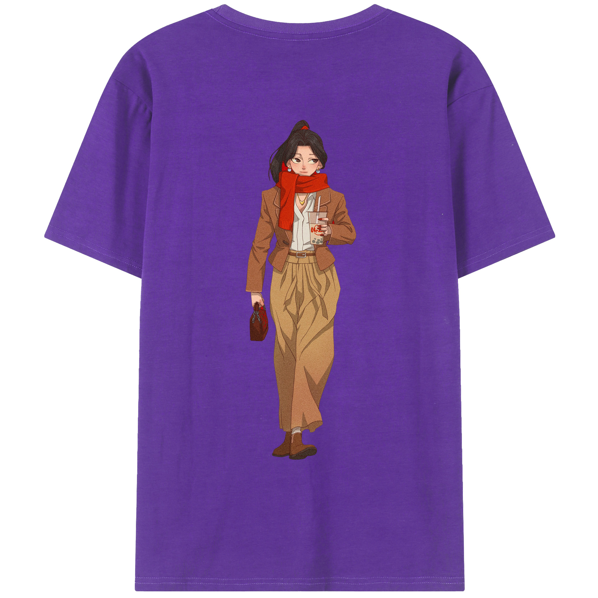 （画像用） Ne Zha 2 ナタ 魔童の大暴れ 綿100％ メンズ半袖Tシャツ（バックプリント） 通気性