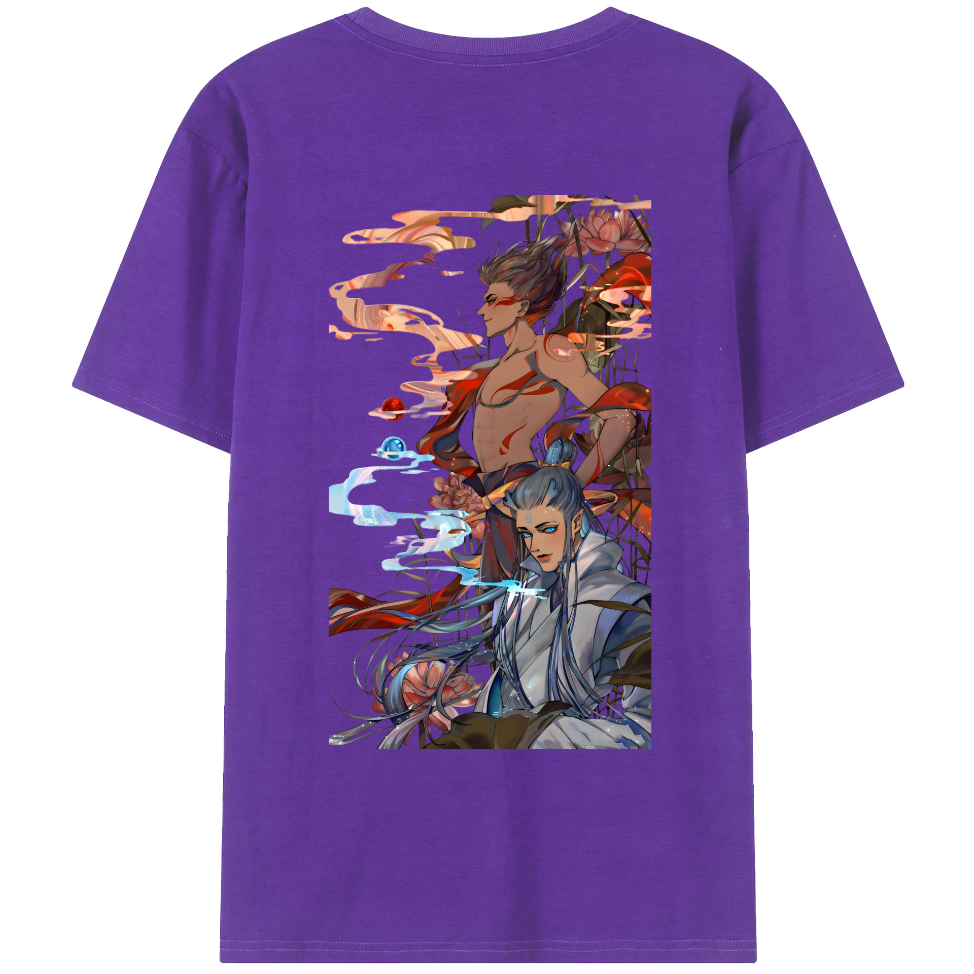 （画像用） Ne Zha 2 ナタ 魔童の大暴れ 綿100％ メンズ半袖Tシャツ（バックプリント） 通気性