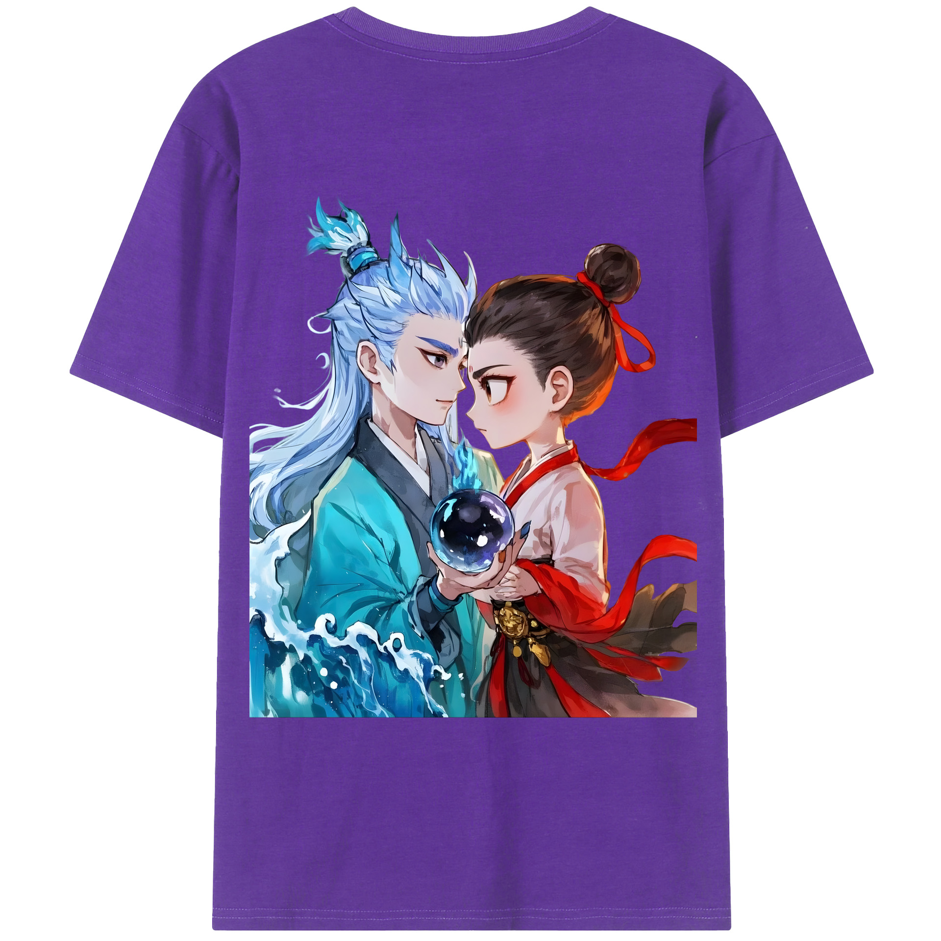 （画像用） Ne Zha 2 ナタ 魔童の大暴れ 綿100％ メンズ半袖Tシャツ（バックプリント） 通気性