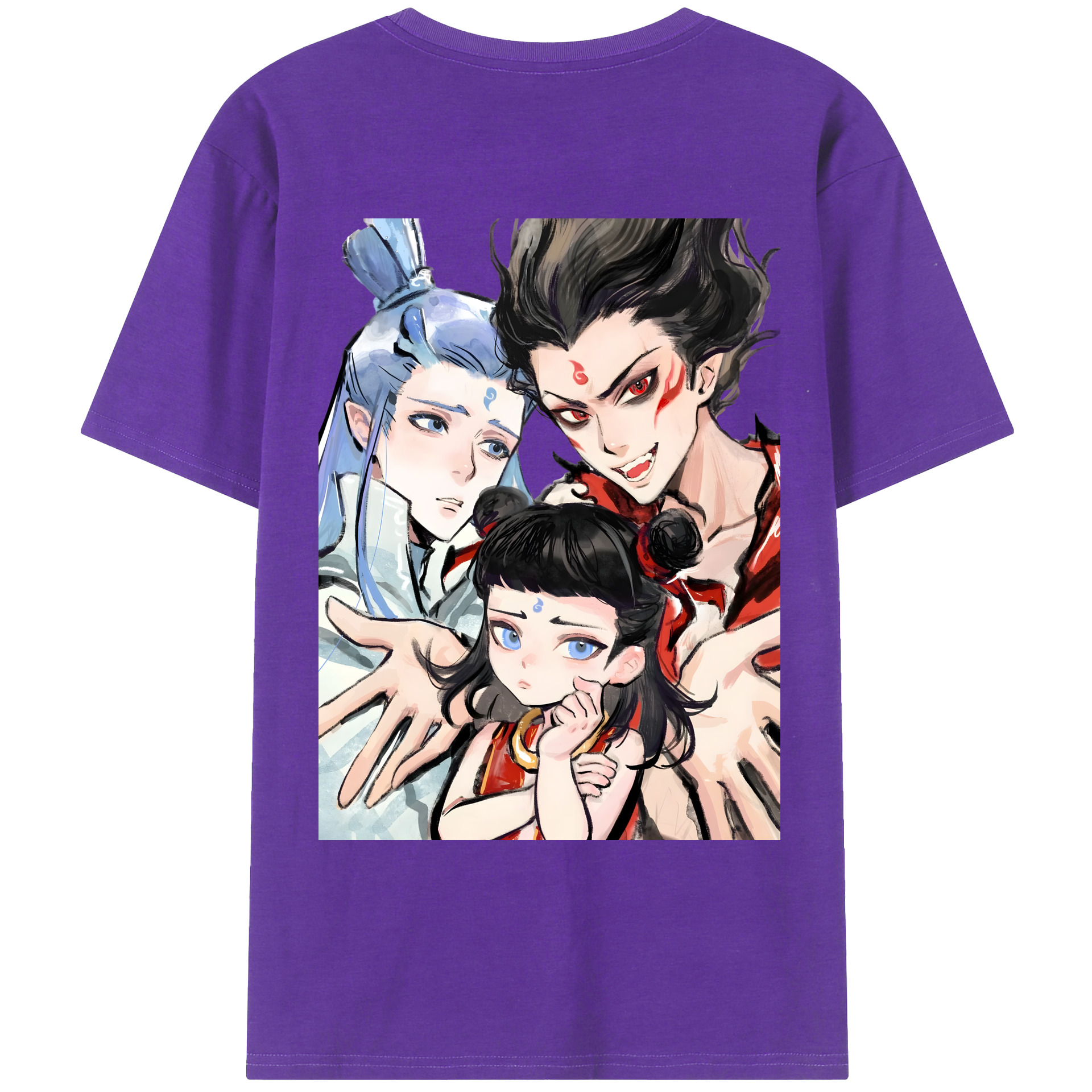 （画像用） Ne Zha 2 ナタ 魔童の大暴れ 綿100％ メンズ半袖Tシャツ（バックプリント） 通気性