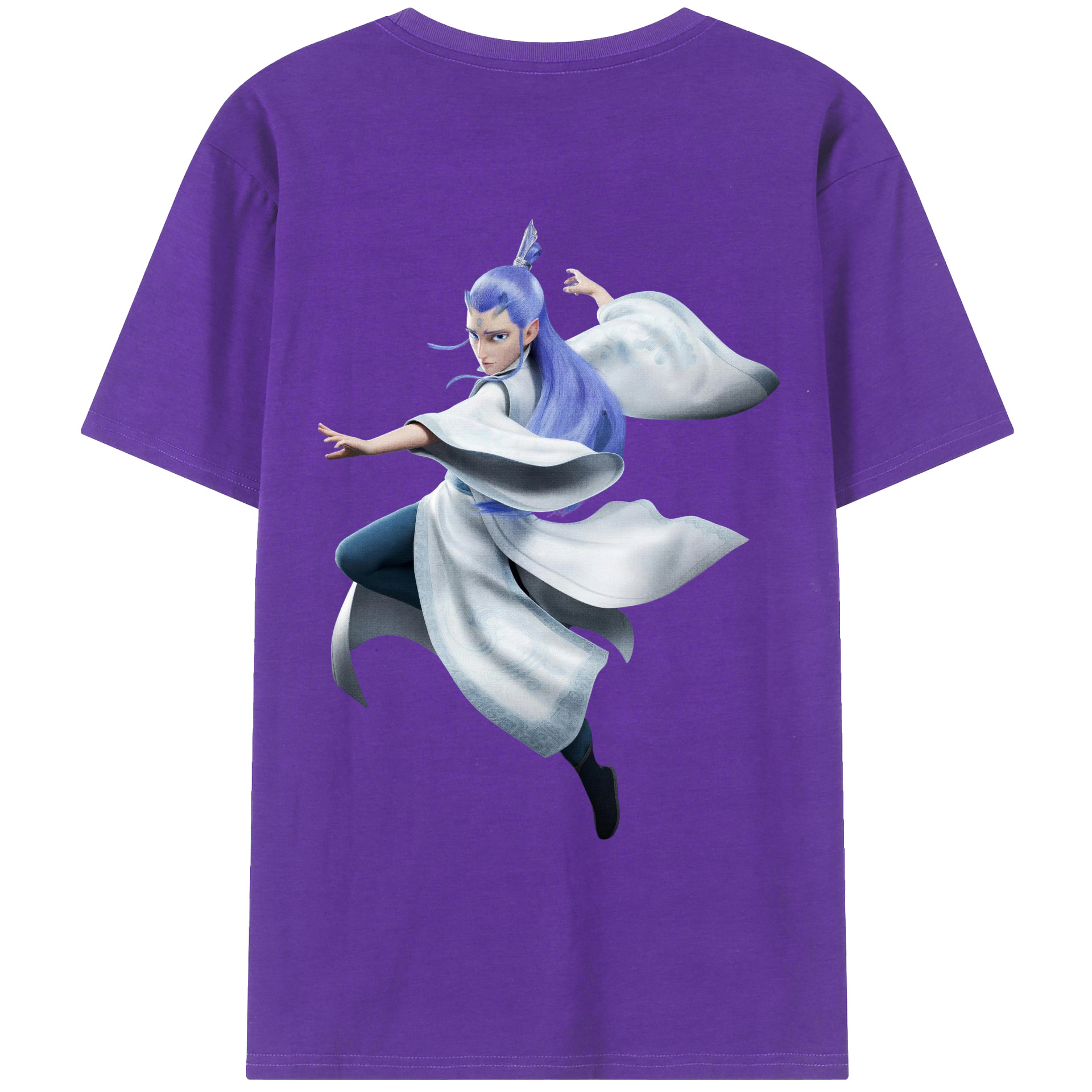 （画像用） Ne Zha 2 ナタ 魔童の大暴れ 綿100％ メンズ半袖Tシャツ（バックプリント） 通気性