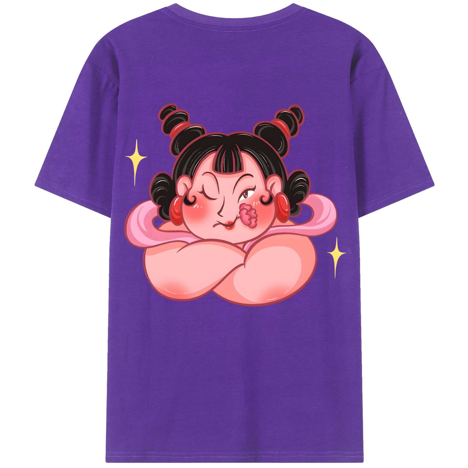 （画像用） Ne Zha 2 ナタ 魔童の大暴れ 綿100％ メンズ半袖Tシャツ（バックプリント） 通気性