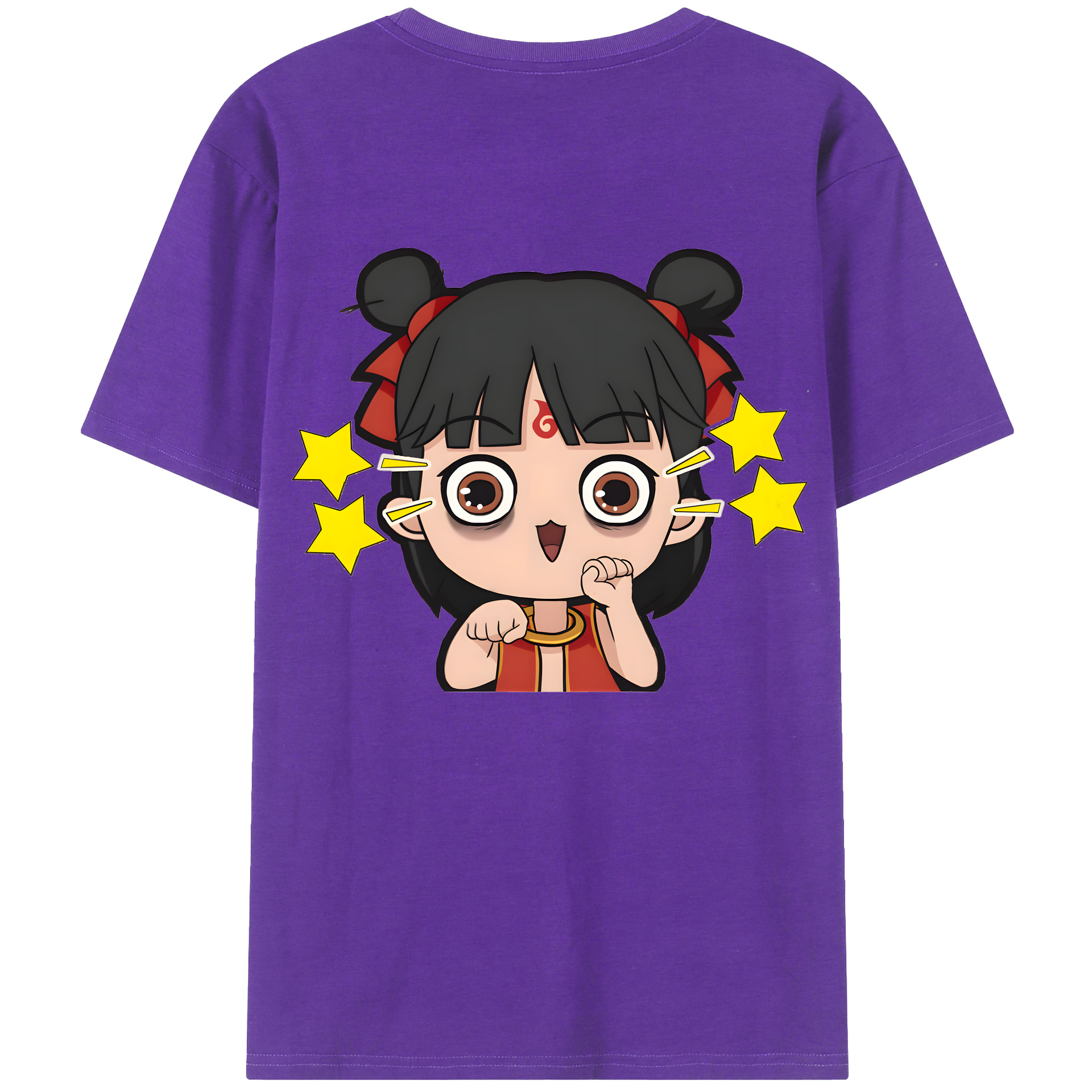 （画像用） Ne Zha 2 ナタ 魔童の大暴れ 綿100％ メンズ半袖Tシャツ（バックプリント） 通気性