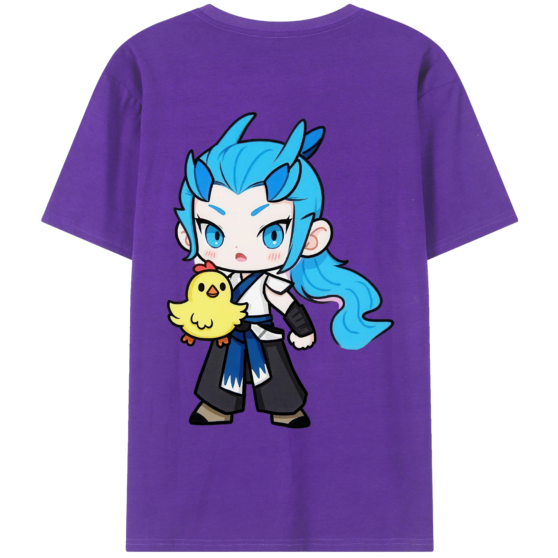（画像用） Ne Zha 2 ナタ 魔童の大暴れ 綿100％ メンズ半袖Tシャツ（バックプリント） 通気性