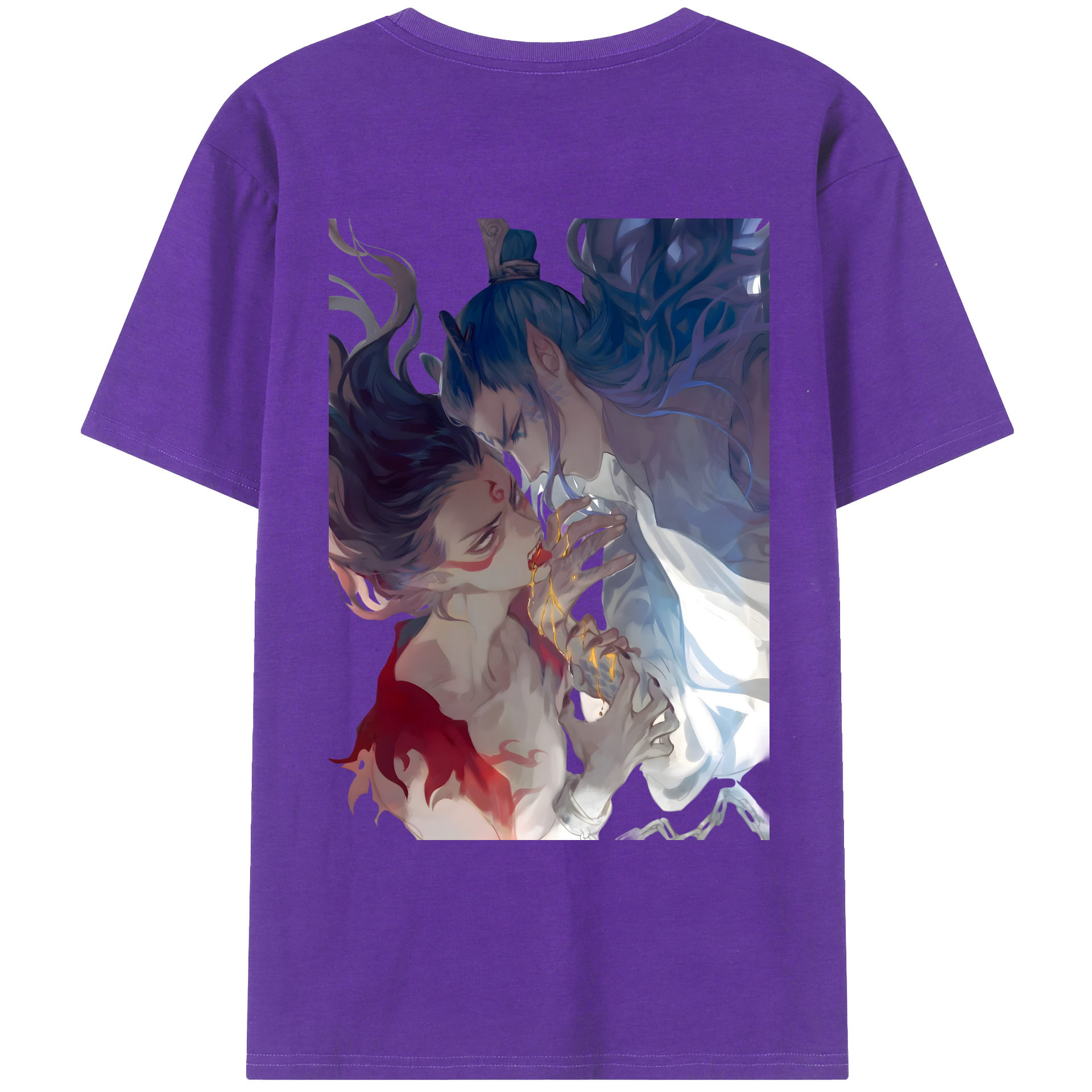 （画像用） Ne Zha 2 ナタ 魔童の大暴れ 綿100％ メンズ半袖Tシャツ（バックプリント） 通気性