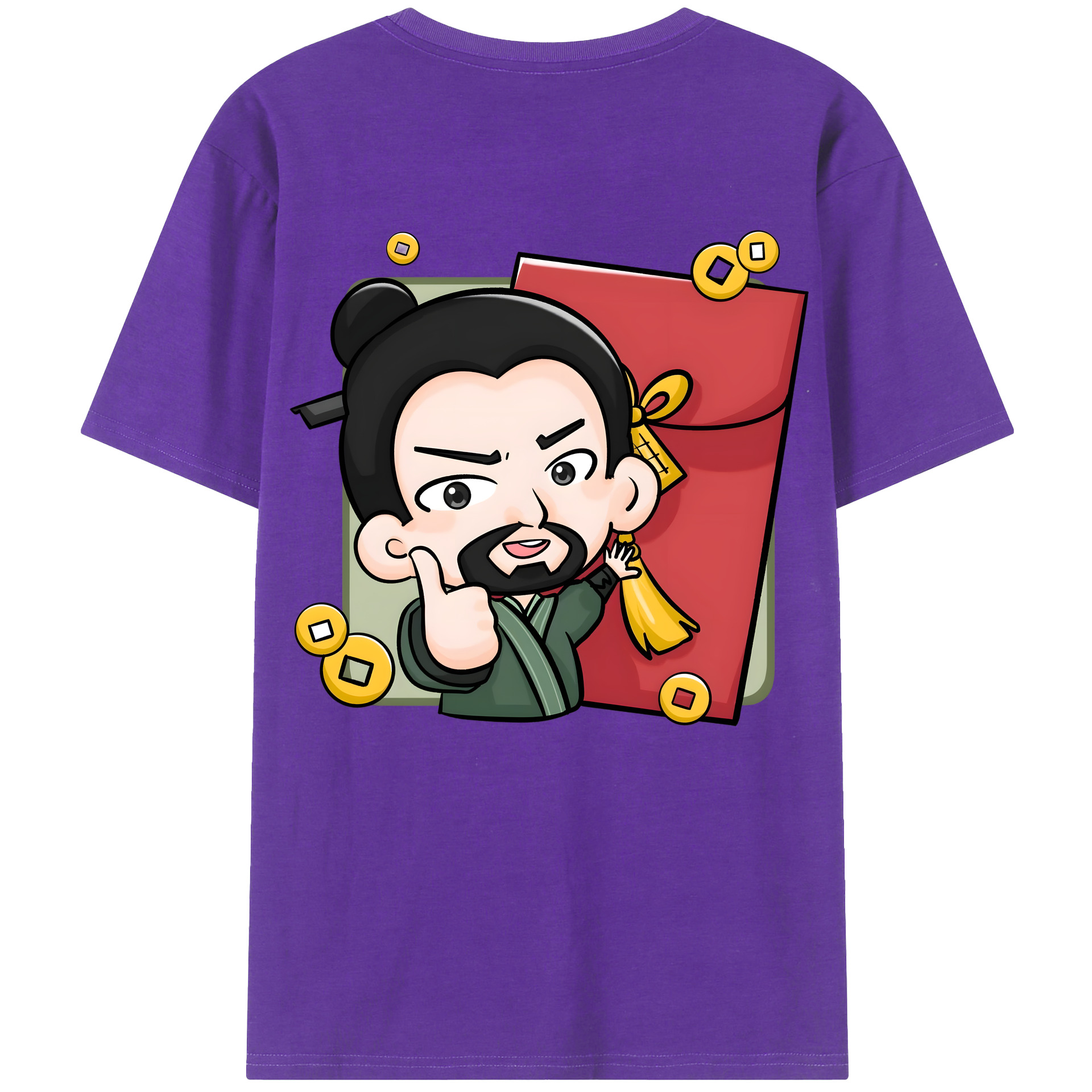 （画像用） Ne Zha 2 ナタ 魔童の大暴れ 綿100％ メンズ半袖Tシャツ（バックプリント） 通気性
