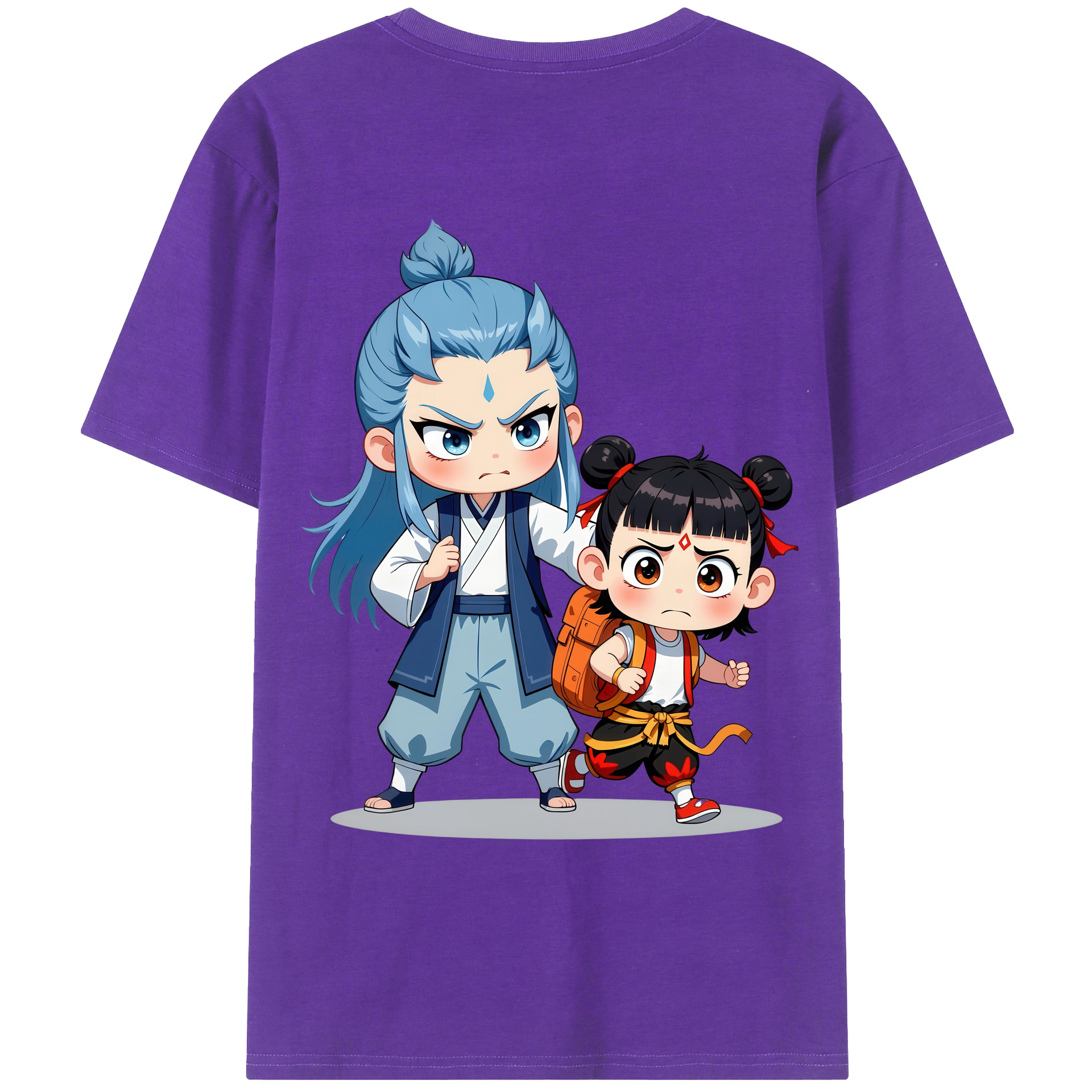 （画像用） Ne Zha 2 ナタ 魔童の大暴れ 綿100％ メンズ半袖Tシャツ（バックプリント） 通気性