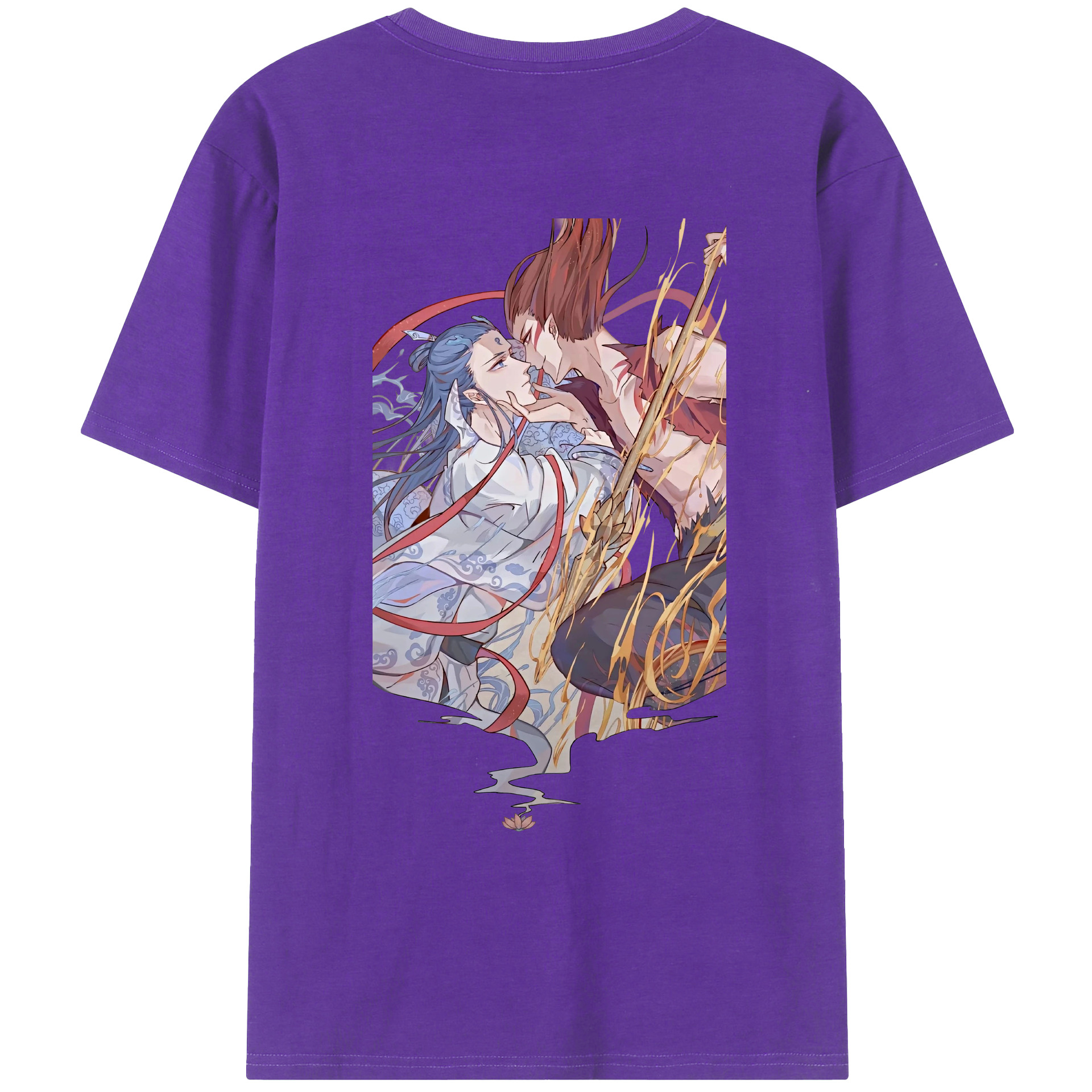 （画像用） Ne Zha 2 ナタ 魔童の大暴れ 綿100％ メンズ半袖Tシャツ（バックプリント） 通気性