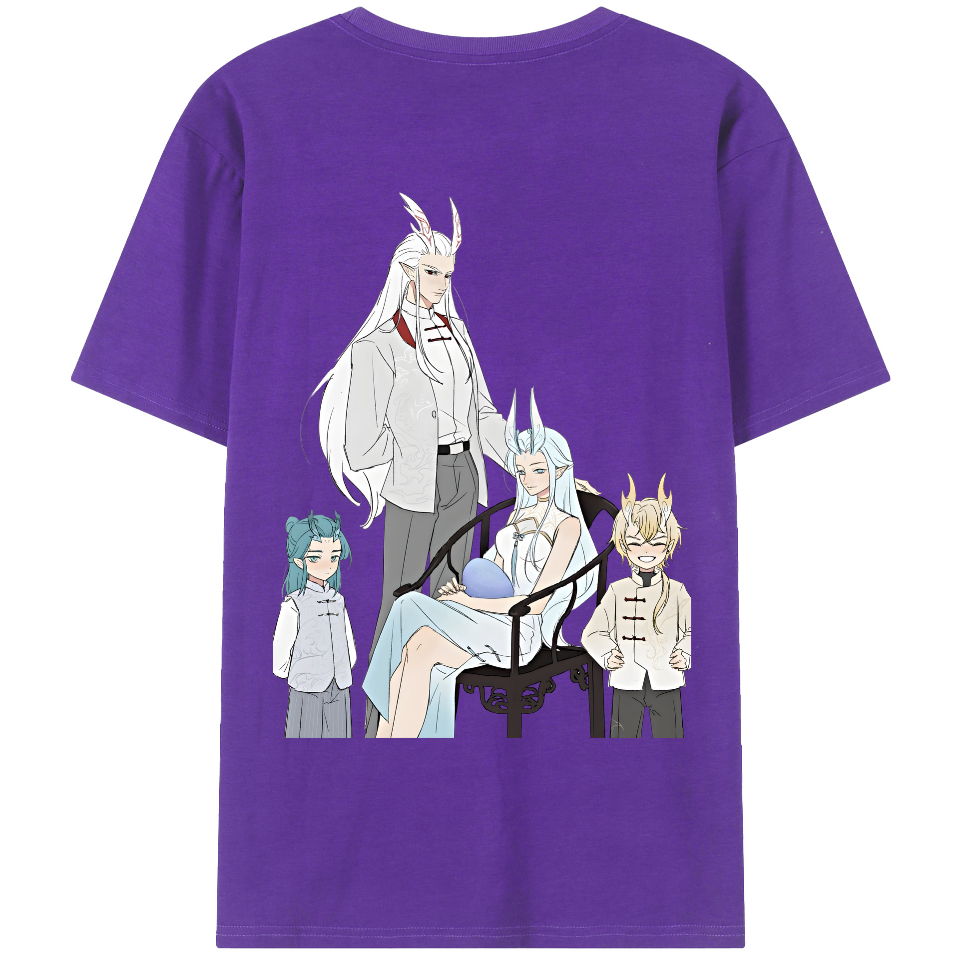 （画像用） Ne Zha 2 ナタ 魔童の大暴れ 綿100％ メンズ半袖Tシャツ（バックプリント） 通気性