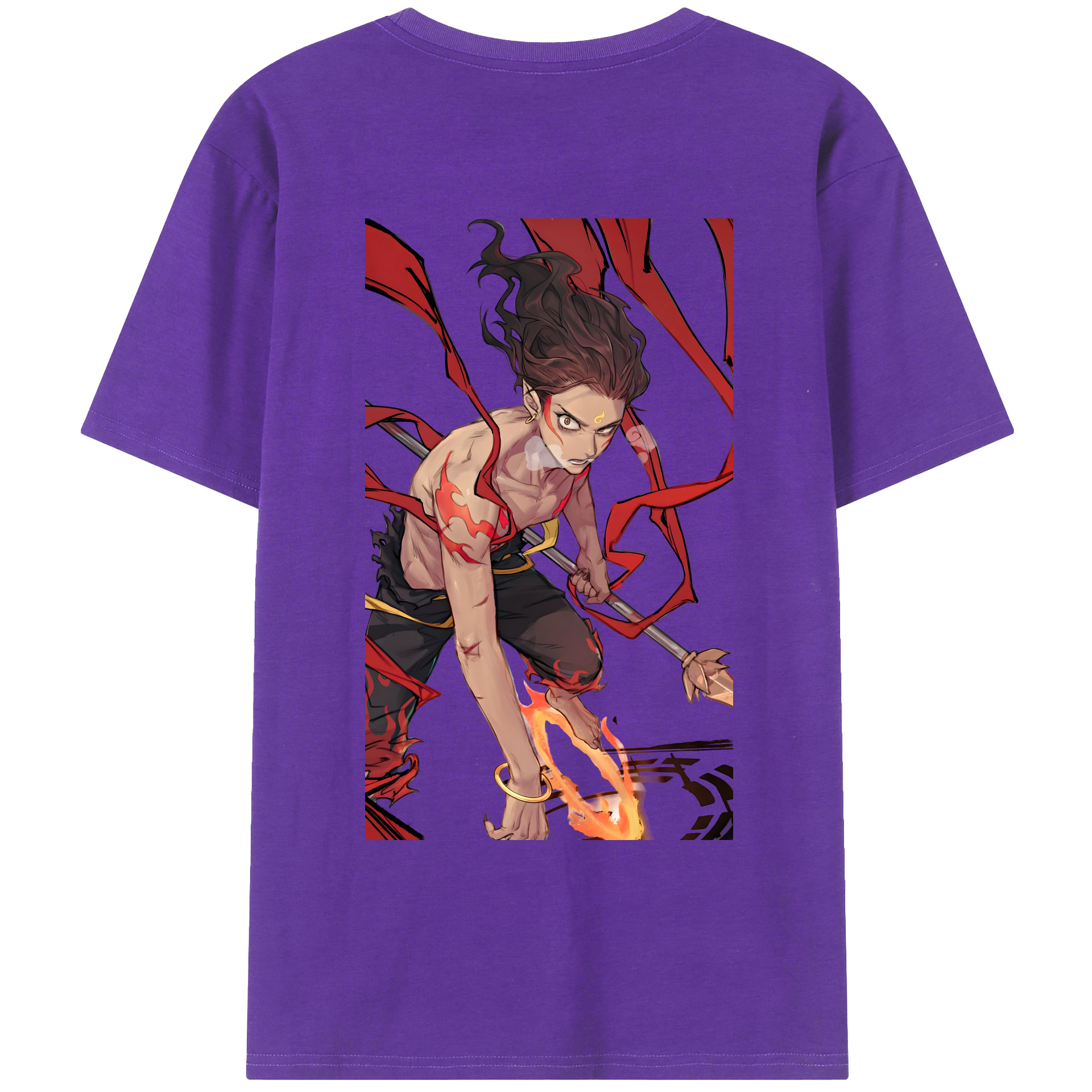 （画像用） Ne Zha 2 ナタ 魔童の大暴れ 綿100％ メンズ半袖Tシャツ（バックプリント） 通気性