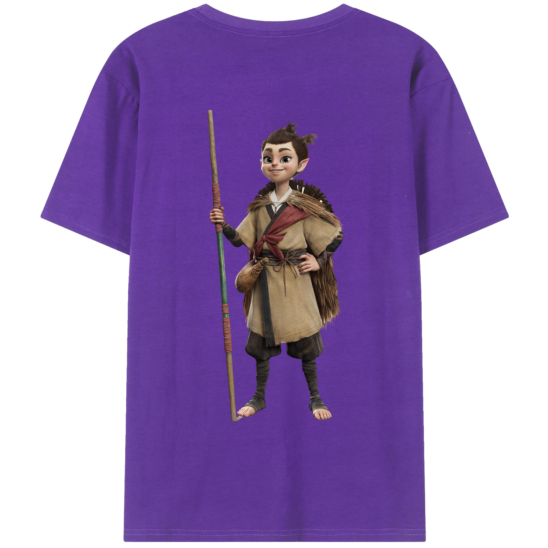 （画像用） Ne Zha 2 ナタ 魔童の大暴れ 綿100％ メンズ半袖Tシャツ（バックプリント） 通気性
