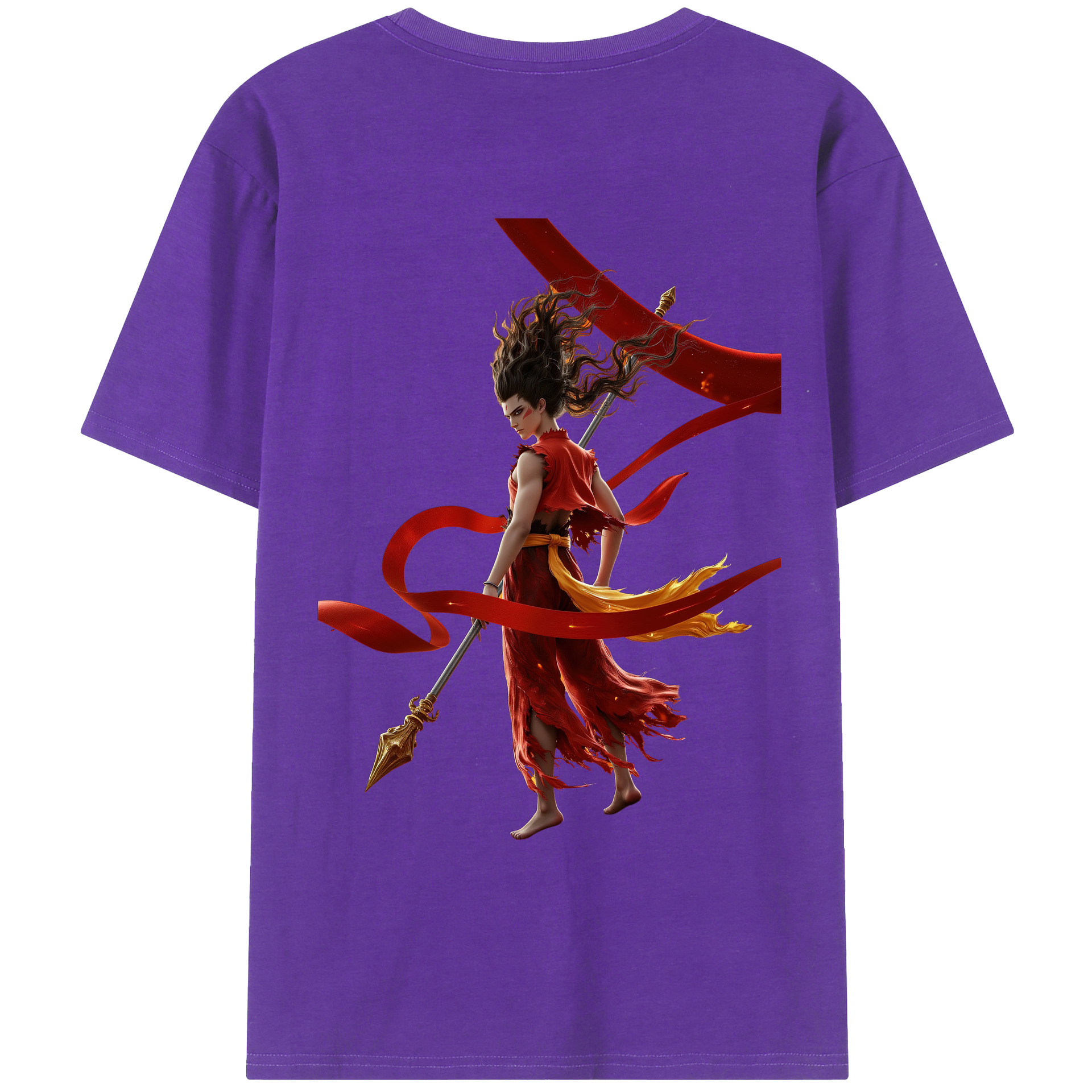 （画像用） Ne Zha 2 ナタ 魔童の大暴れ 綿100％ メンズ半袖Tシャツ（バックプリント） 通気性