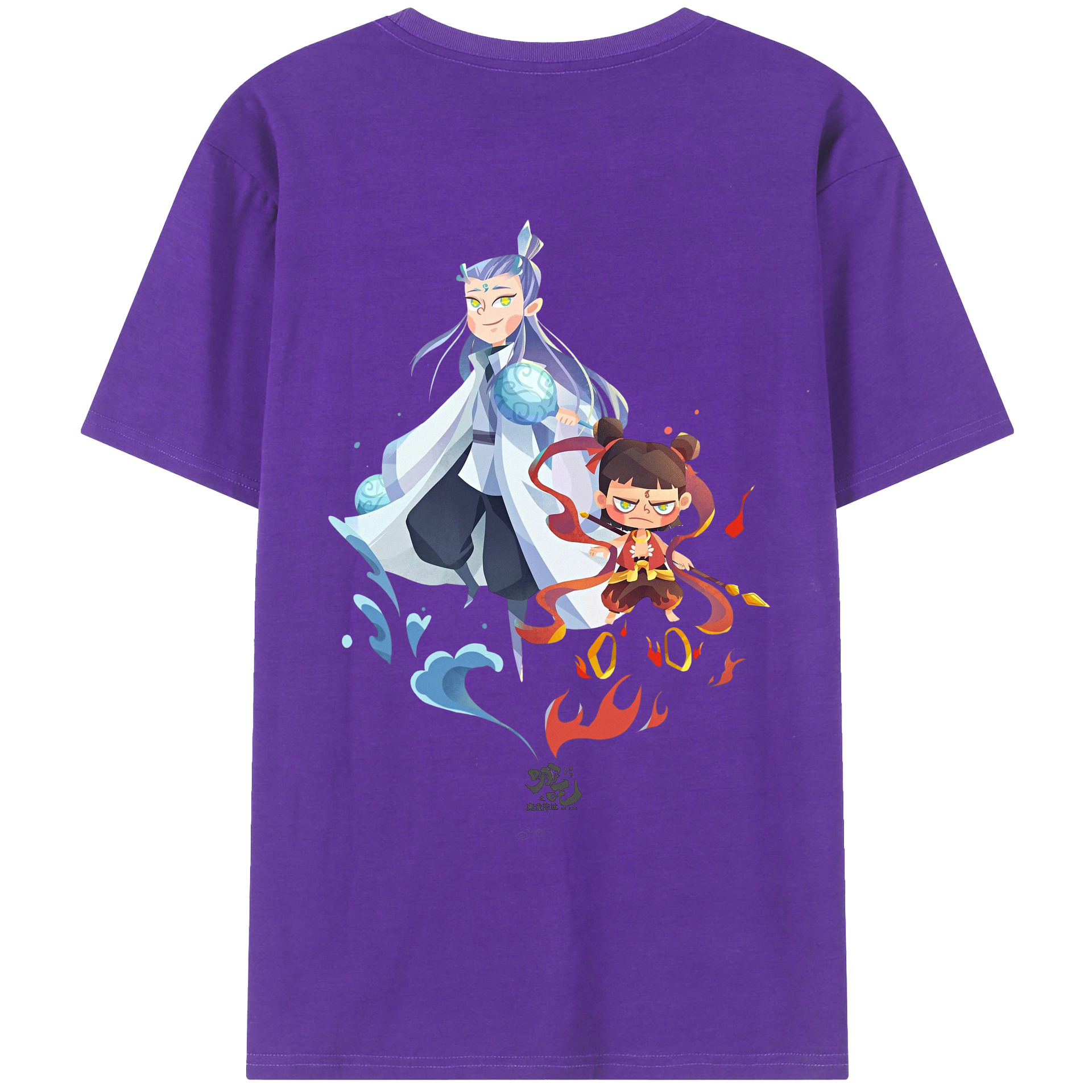 （画像用） Ne Zha 2 ナタ 魔童の大暴れ 綿100％ メンズ半袖Tシャツ（バックプリント） 通気性