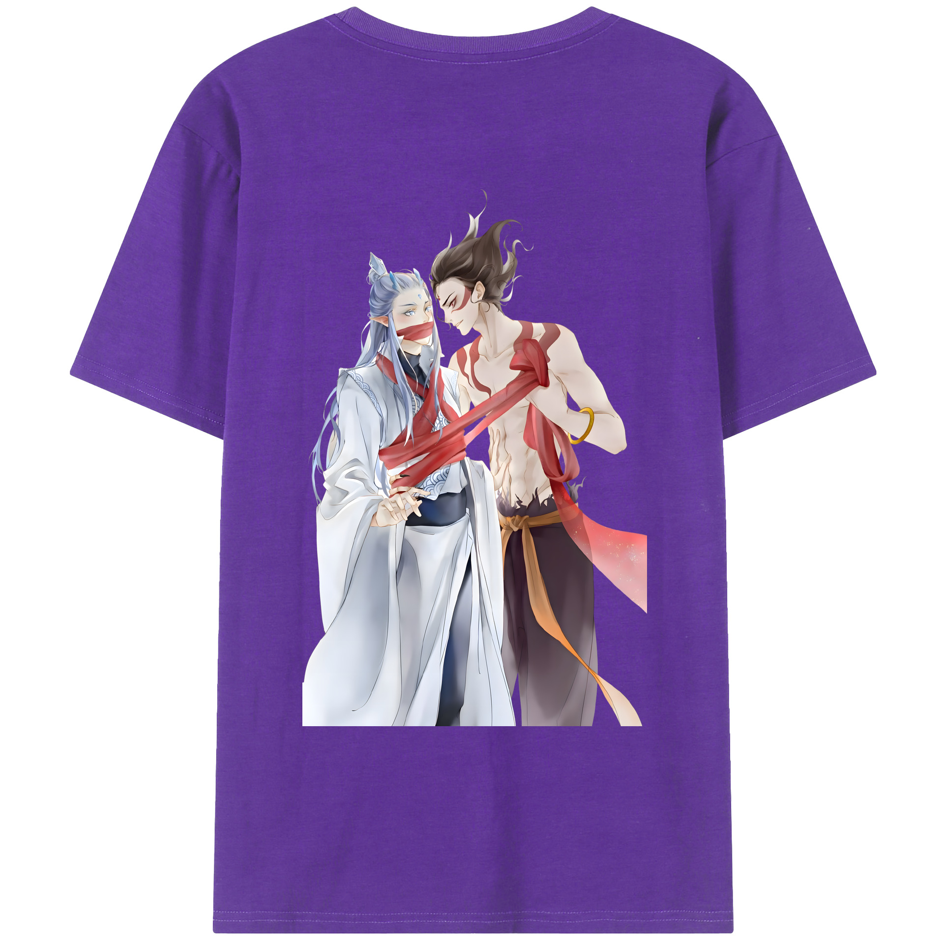 （画像用） Ne Zha 2 ナタ 魔童の大暴れ 綿100％ メンズ半袖Tシャツ（バックプリント） 通気性
