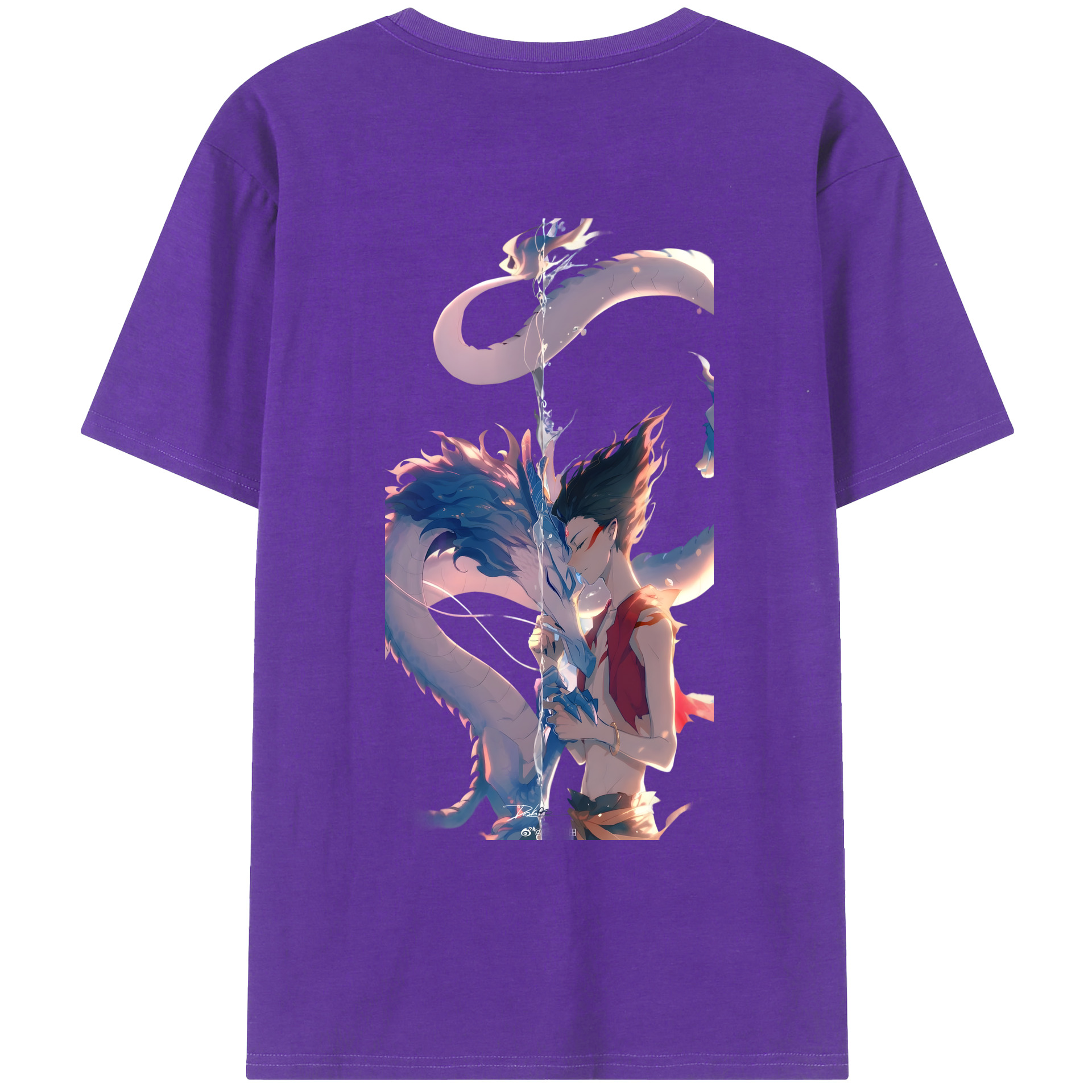 （画像用） Ne Zha 2 ナタ 魔童の大暴れ 綿100％ メンズ半袖Tシャツ（バックプリント） 通気性