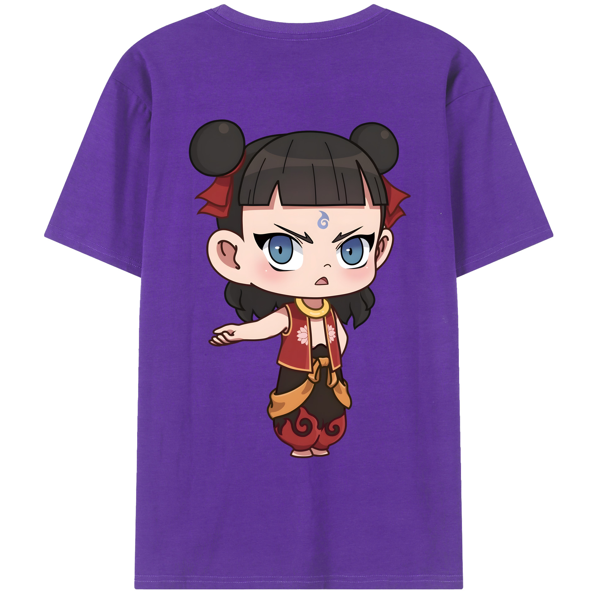 （画像用） Ne Zha 2 ナタ 魔童の大暴れ 綿100％ メンズ半袖Tシャツ（バックプリント） 通気性