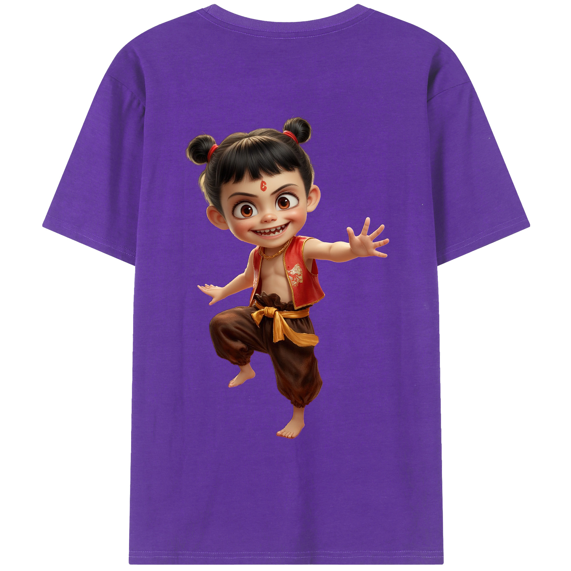 （画像用） Ne Zha 2 ナタ 魔童の大暴れ 綿100％ メンズ半袖Tシャツ（バックプリント） 通気性