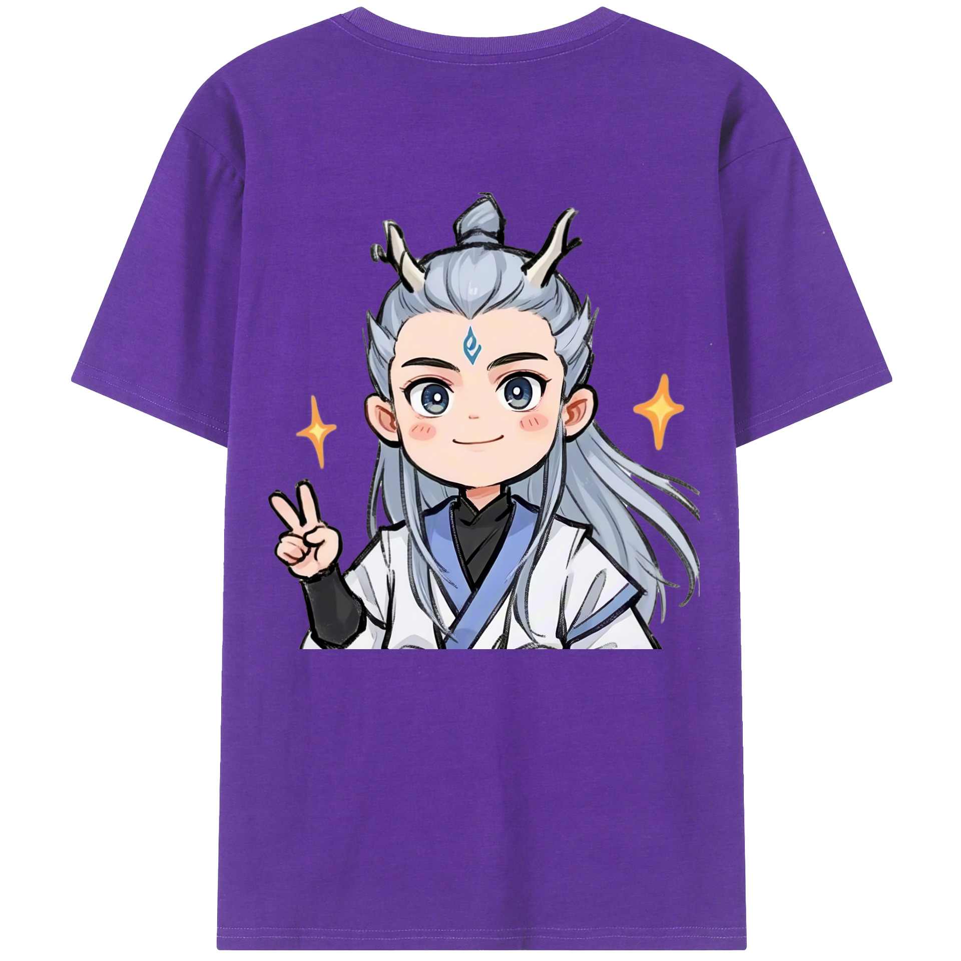 （画像用） Ne Zha 2 ナタ 魔童の大暴れ 綿100％ メンズ半袖Tシャツ（バックプリント） 通気性