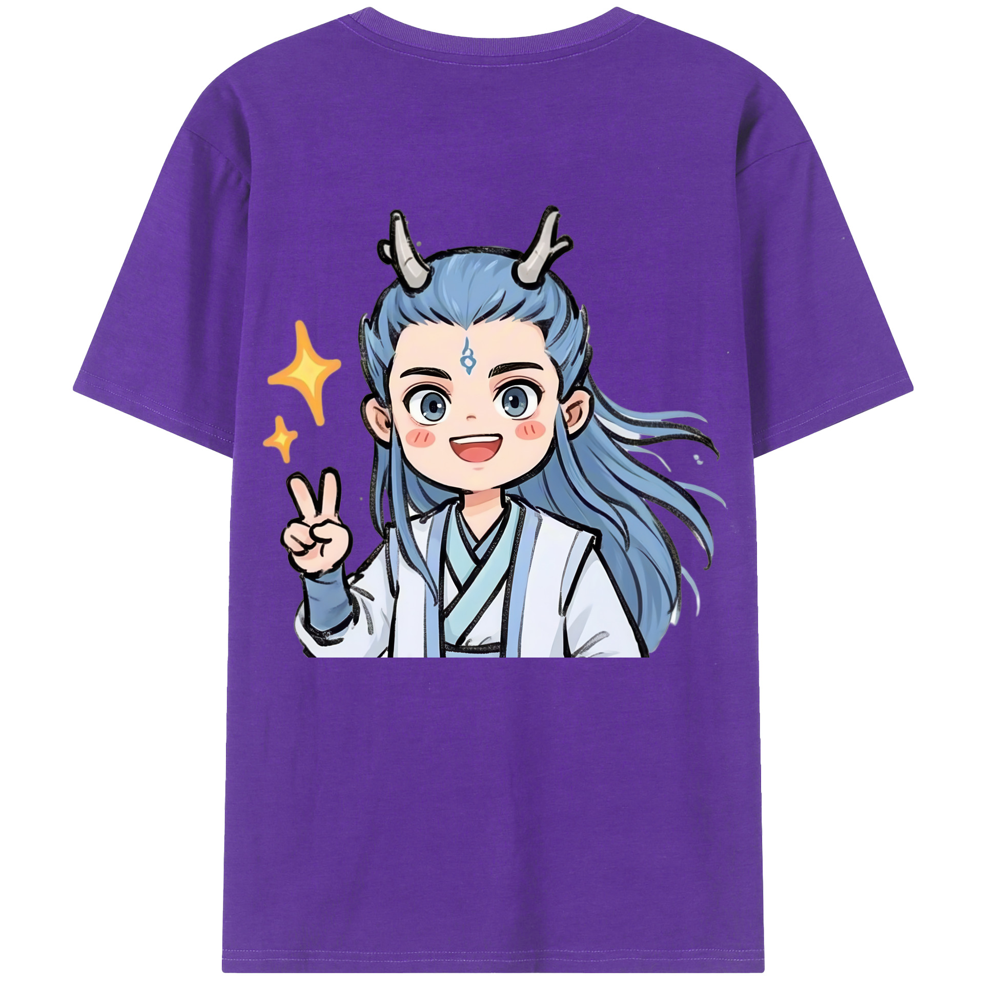 （画像用） Ne Zha 2 ナタ 魔童の大暴れ 綿100％ メンズ半袖Tシャツ（バックプリント） 通気性