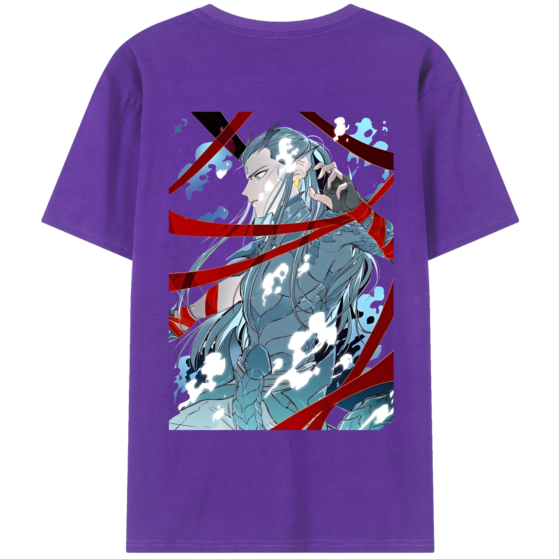 （画像用） Ne Zha 2 ナタ 魔童の大暴れ 綿100％ メンズ半袖Tシャツ（バックプリント） 通気性