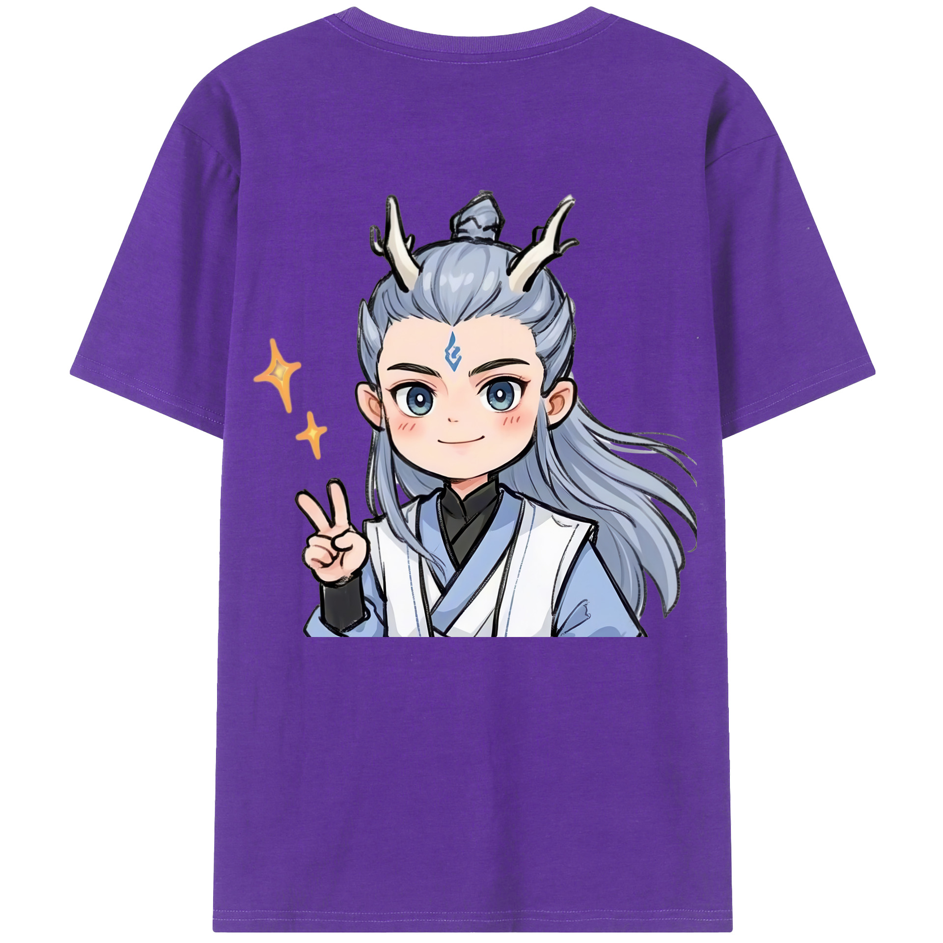 （画像用） Ne Zha 2 ナタ 魔童の大暴れ 綿100％ メンズ半袖Tシャツ（バックプリント） 通気性