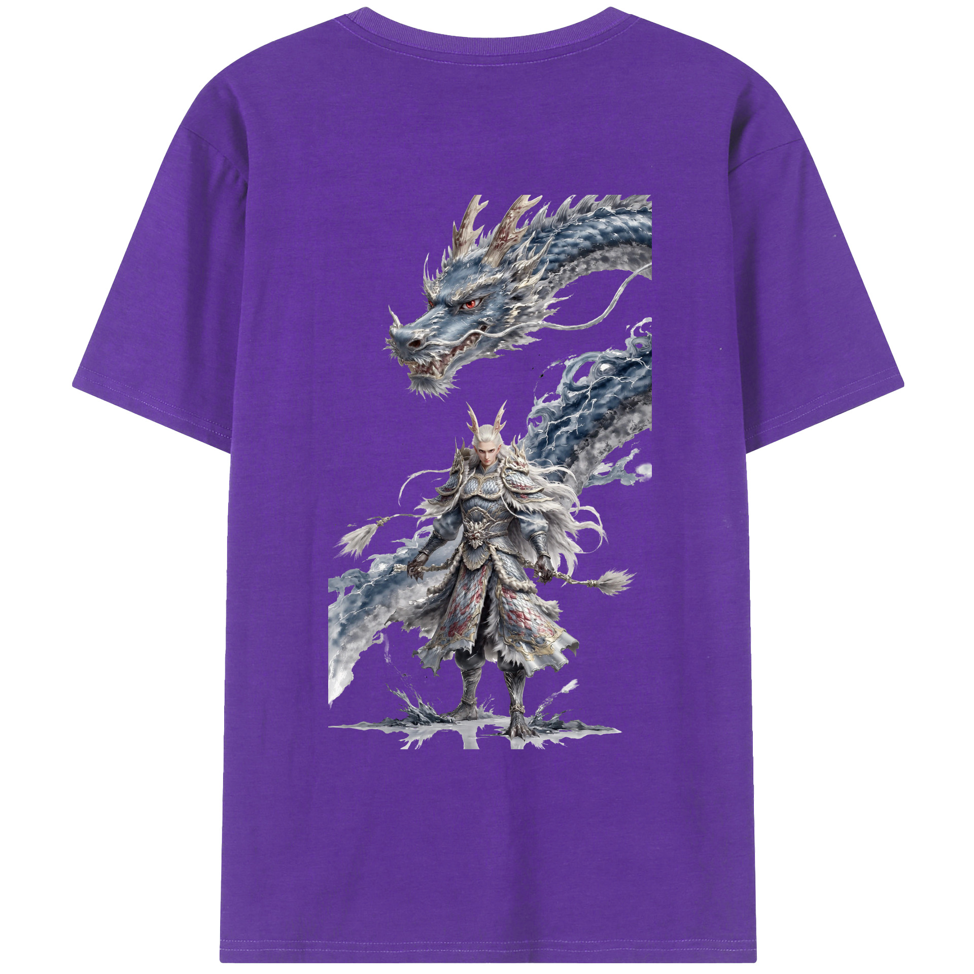 （画像用） Ne Zha 2 ナタ 魔童の大暴れ 綿100％ メンズ半袖Tシャツ（バックプリント） 通気性