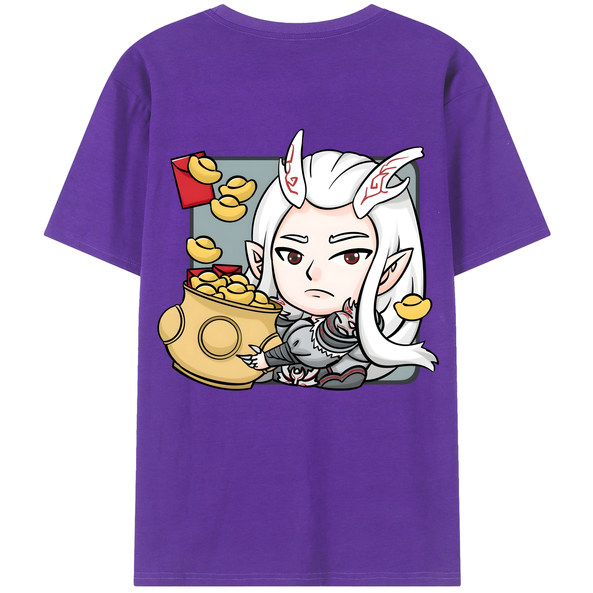 （画像用） Ne Zha 2 ナタ 魔童の大暴れ 綿100％ メンズ半袖Tシャツ（バックプリント） 通気性