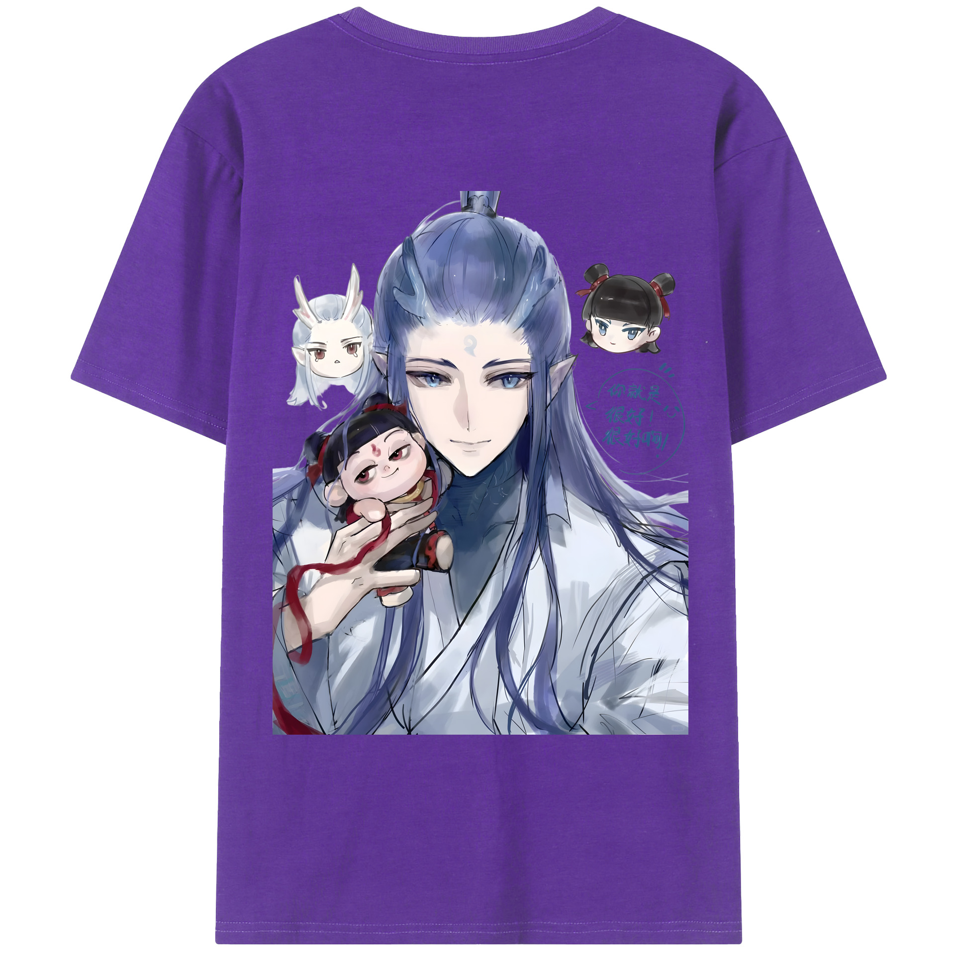 （画像用） Ne Zha 2 ナタ 魔童の大暴れ 綿100％ メンズ半袖Tシャツ（バックプリント） 通気性