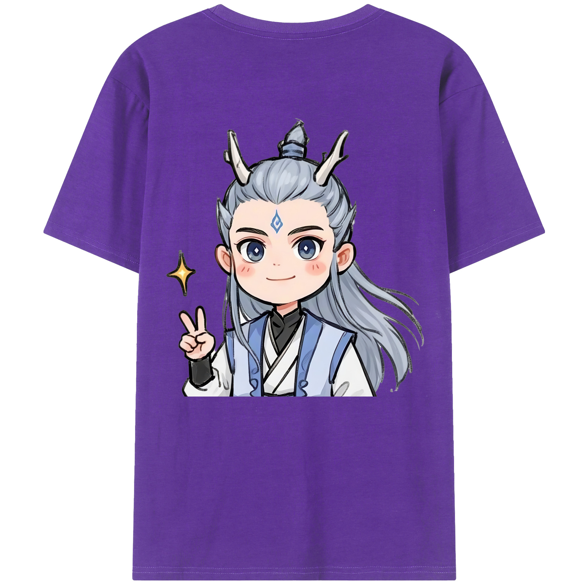 （画像用） Ne Zha 2 ナタ 魔童の大暴れ 綿100％ メンズ半袖Tシャツ（バックプリント） 通気性
