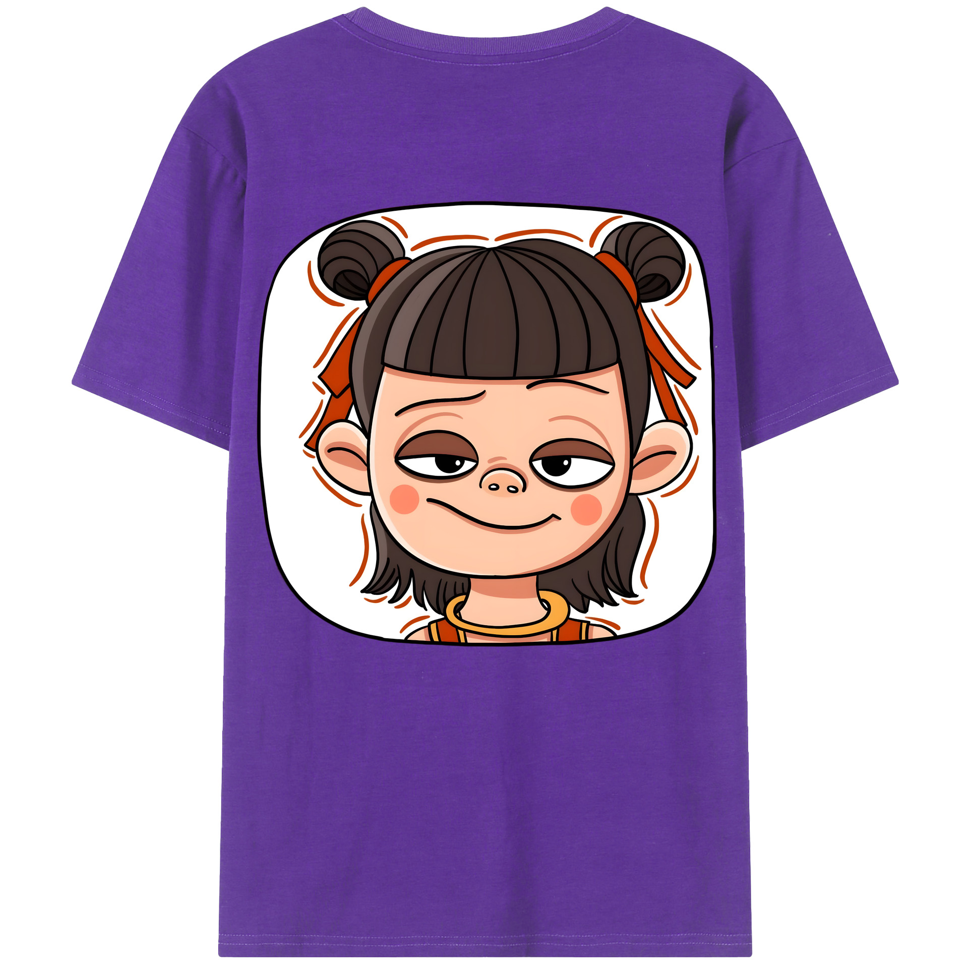 （画像用） Ne Zha 2 ナタ 魔童の大暴れ 綿100％ メンズ半袖Tシャツ（バックプリント） 通気性