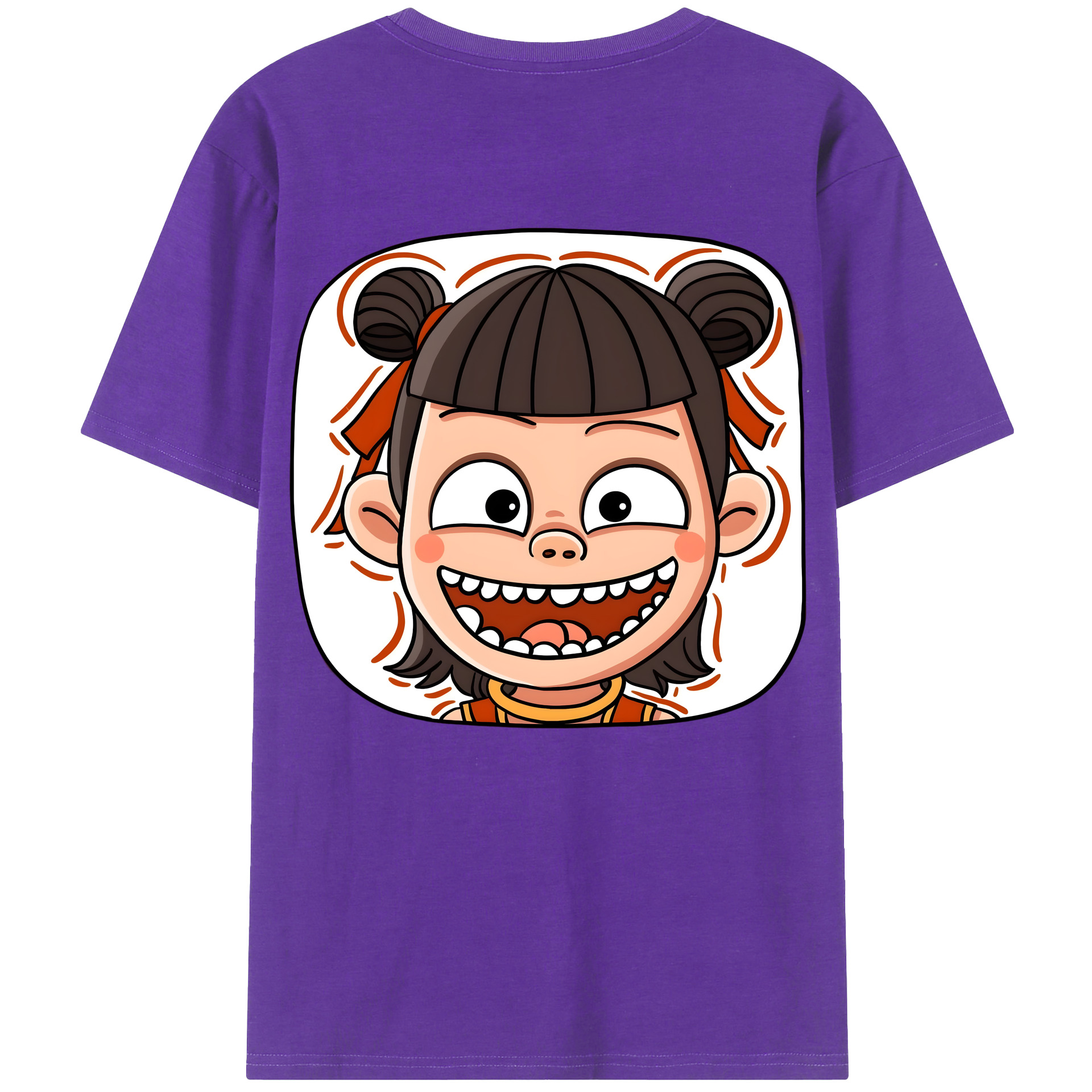 （画像用） Ne Zha 2 ナタ 魔童の大暴れ 綿100％ メンズ半袖Tシャツ（バックプリント） 通気性