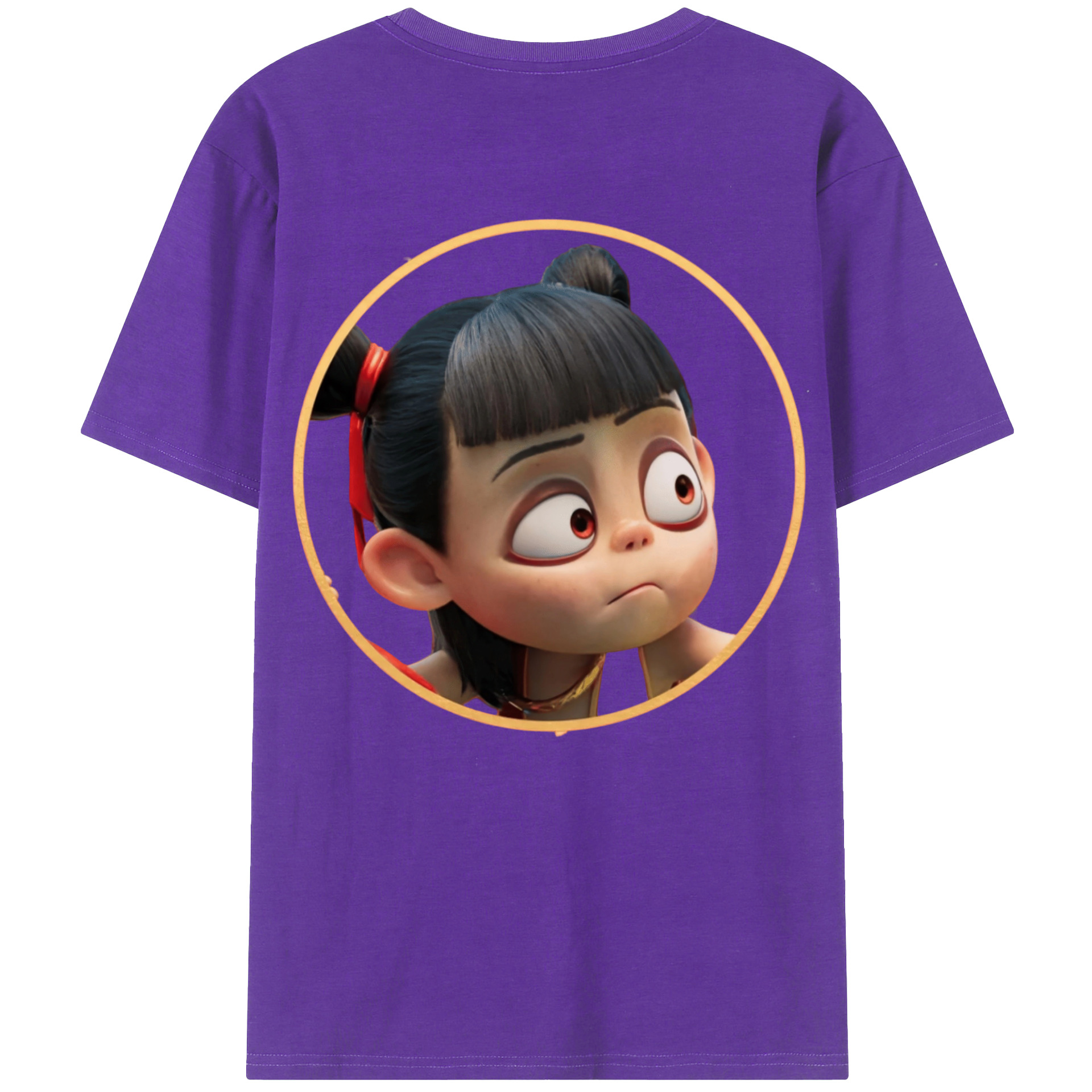 （画像用） Ne Zha 2 ナタ 魔童の大暴れ 綿100％ メンズ半袖Tシャツ（バックプリント） 通気性