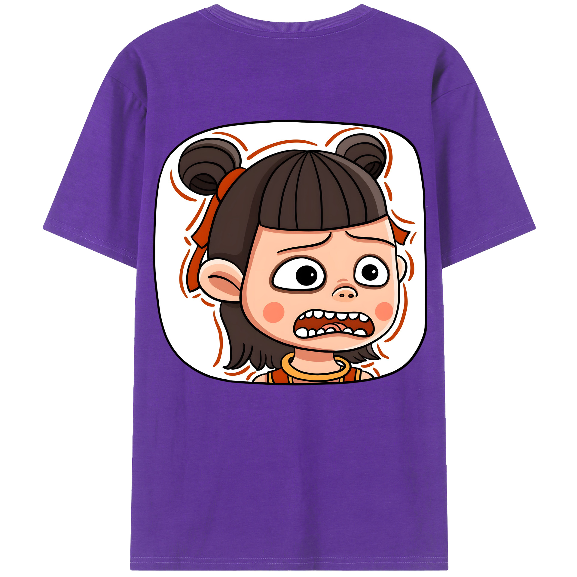 （画像用） Ne Zha 2 ナタ 魔童の大暴れ 綿100％ メンズ半袖Tシャツ（バックプリント） 通気性